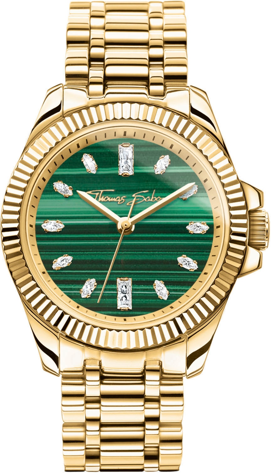 THOMAS SABO Quarzuhr »DIVINE JEWELERY STONE« Armbanduhr, Damenuhr, Edelstahlarmband, analog, Zirkonia (synth.)