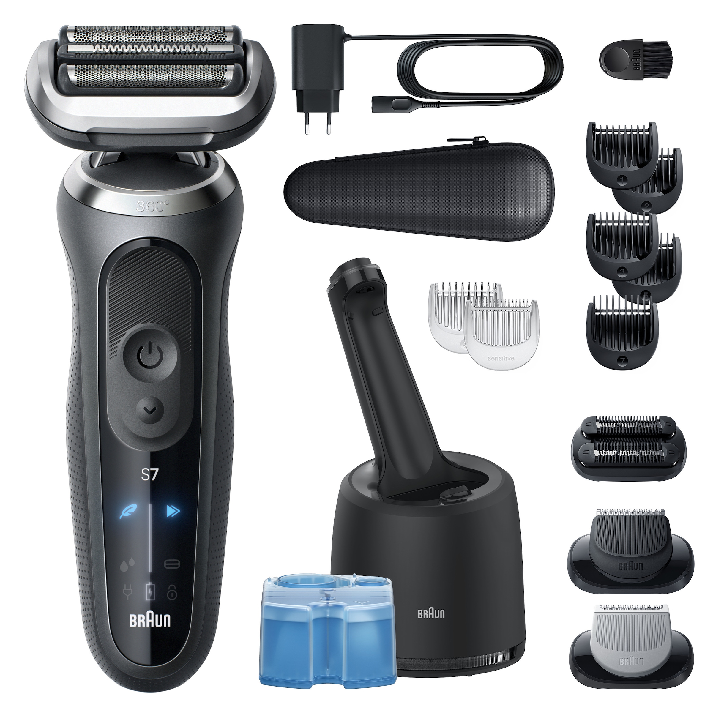Braun Elektrorasierer »Series 7 72-G7865cc«, Smart Care Center, 3 St. Aufsätze, 4in1 SmartCare Center, +3 Aufsätze, 100% wasserdicht, Made in Germany