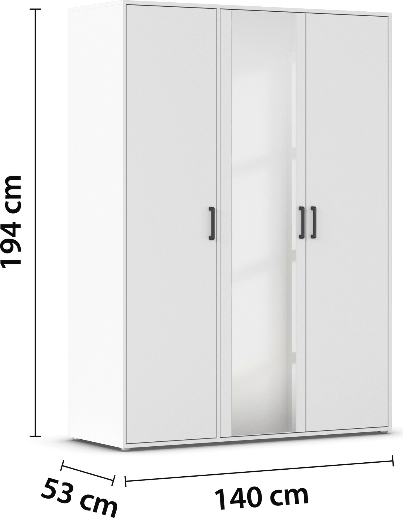 rauch Drehtürenschrank »Kleiderschrank Schrank Garderobe Wäscheschrank VOYAGER«, (in 3 verschiedenen Ausstattungen BASIC/CLASSIC/PREMIUM), mit modernen Griffen in Graumetallic und Spiegel