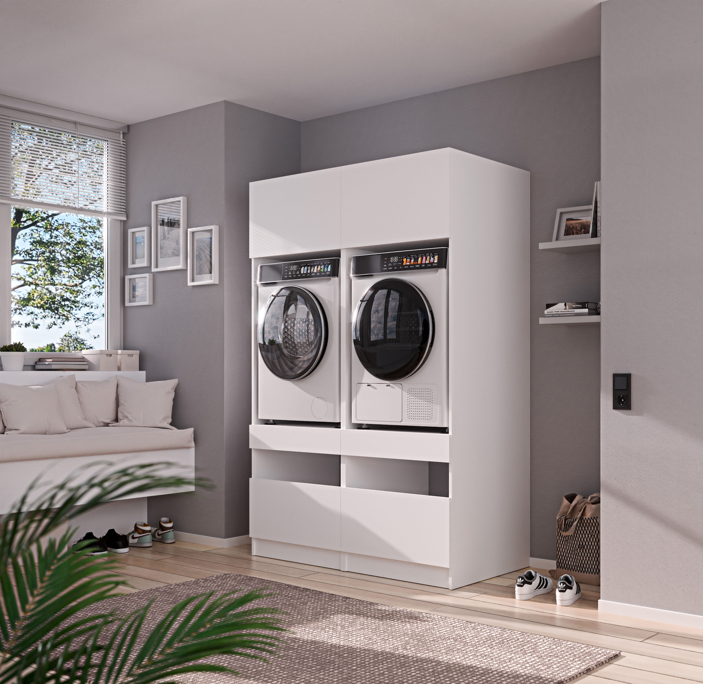 BASIC by Balculina Mehrzweckschrank-Set »Washhome B/T/H 135x68x200 cm« 2 Stk. tlg.