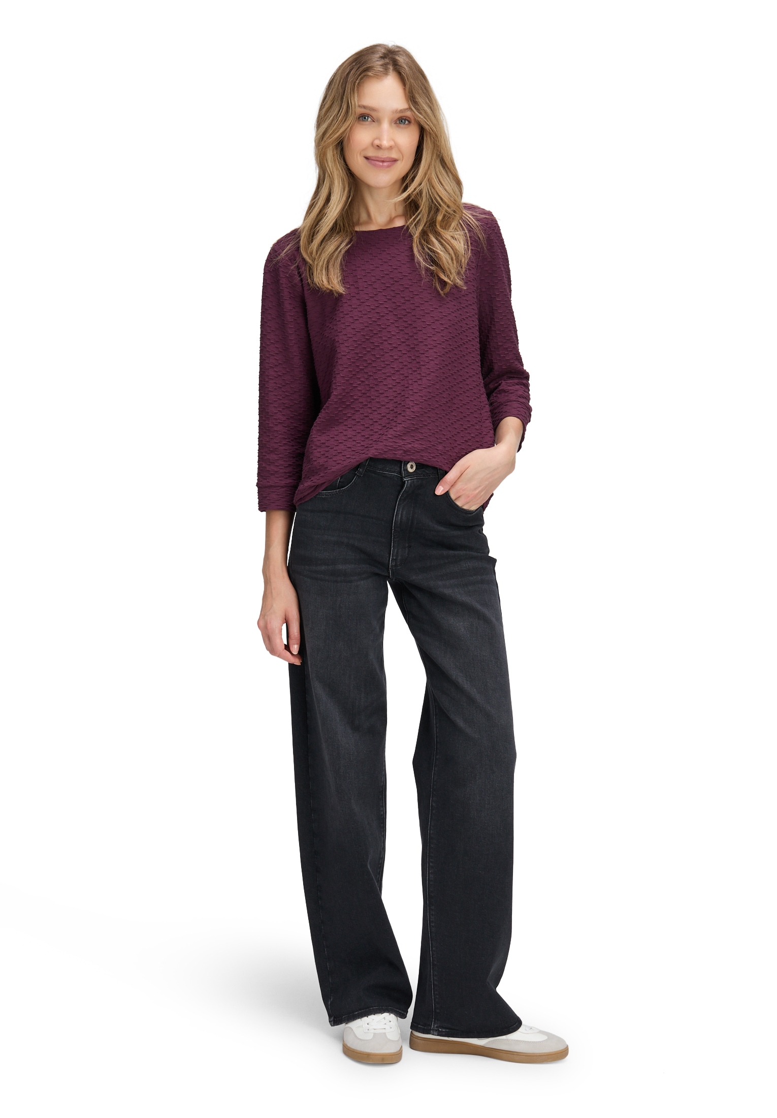 Betty&Co Langarmshirt »Strukturshirt mit Rundhalsausschnitt«
