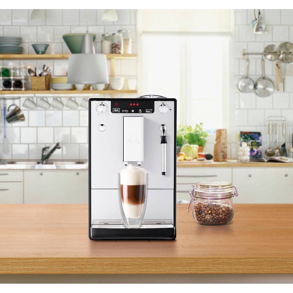 Melitta Kaffeevollautomat »Solo® & Milk E953-202, silber/schwarz«, Café crème & Espresso per One Touch, Düse für Milchschaum