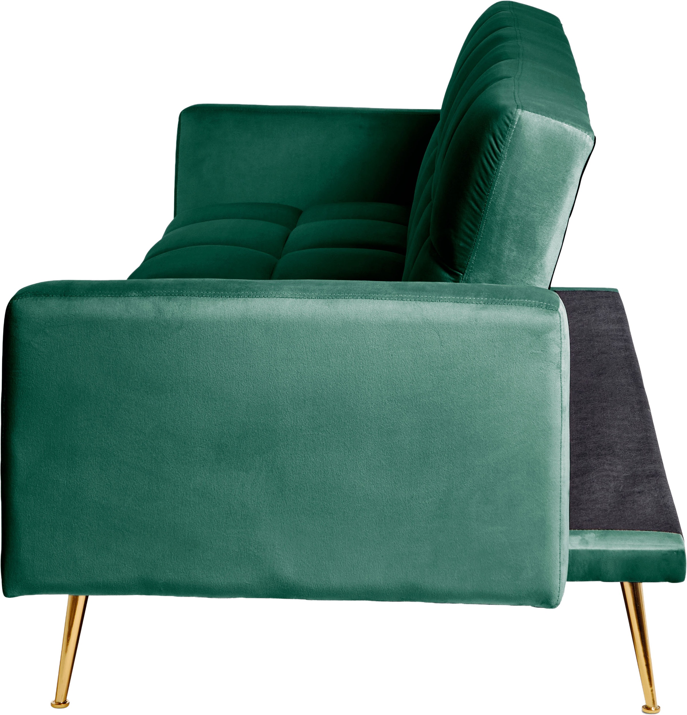 Jahnke Schlafsofa »CHILLAX POSH« mit Schlaffunktion, edler Samtstoff & Füße im Gold-Look, Breite 213 cm