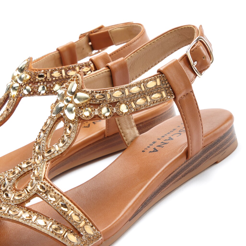 LASCANA Sandale, Sandalette, Sommerschuh mit Glitzersteinen