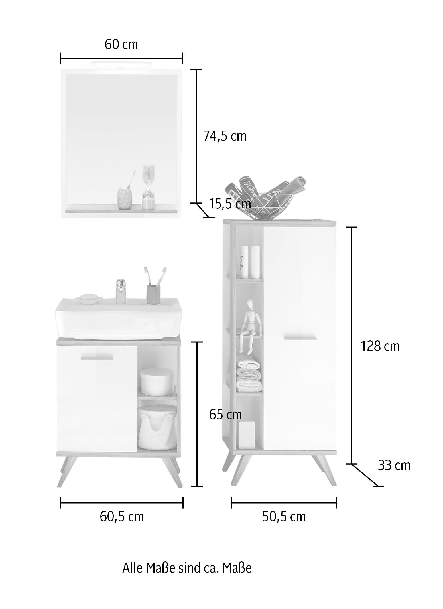 Saphir Badmöbel-Set »4-teilig, mit Soft-Close Türen« 4 Stk. tlg.