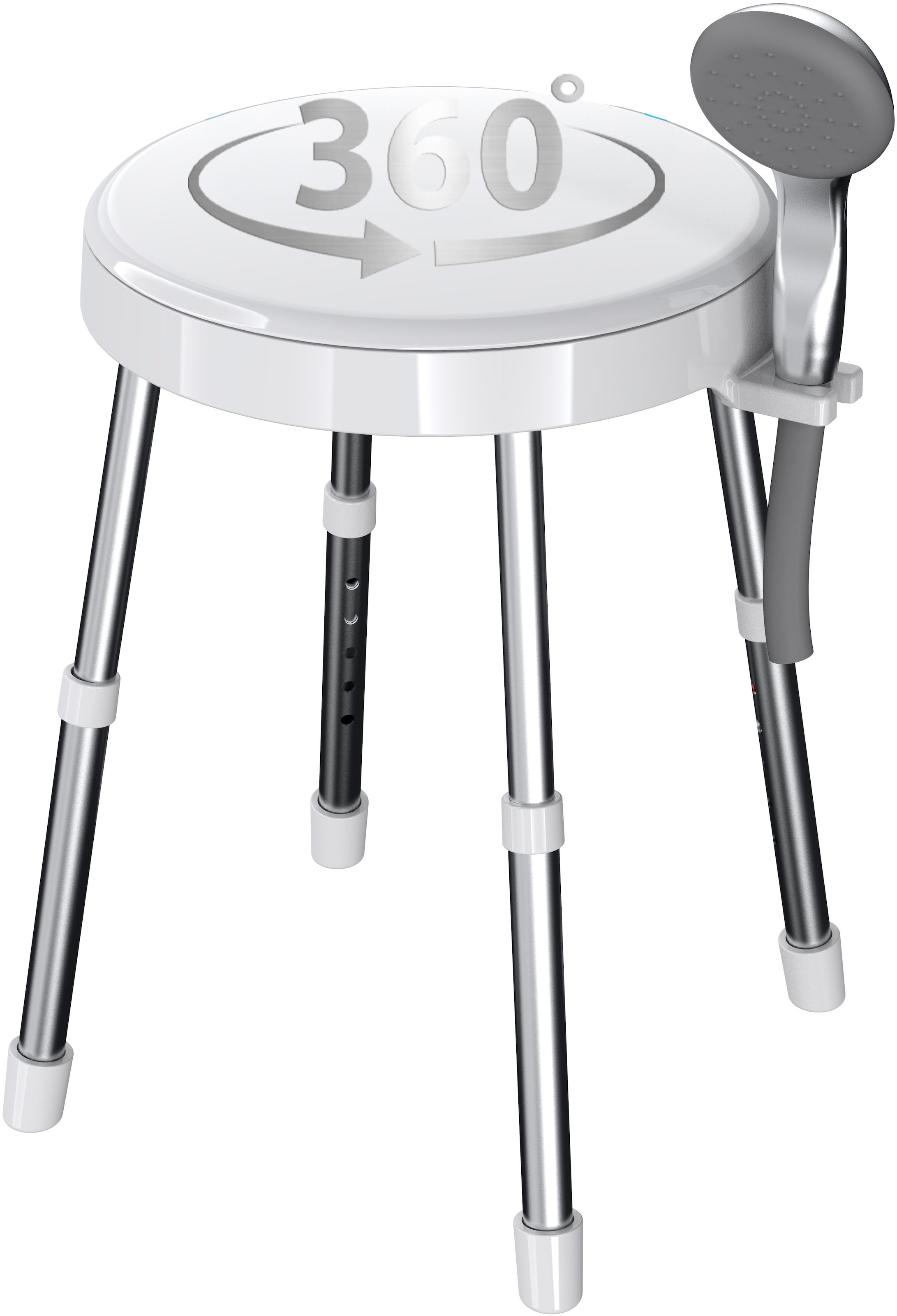 Bischof Dusch- und Badhocker »Rotate 1.0« belastbar bis 150 kg TÜV/GS geprüft, drehbare Sitzfläche und Ablage, höhenverstellbar