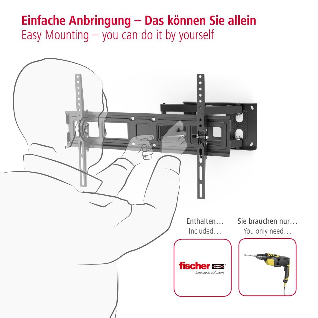 aha TV-Wandhalterung »TV-Wandhalterung 81 bis 213 cm (32" bis 84"), Scherenarm Schwarz«, bis 213 cm Zoll