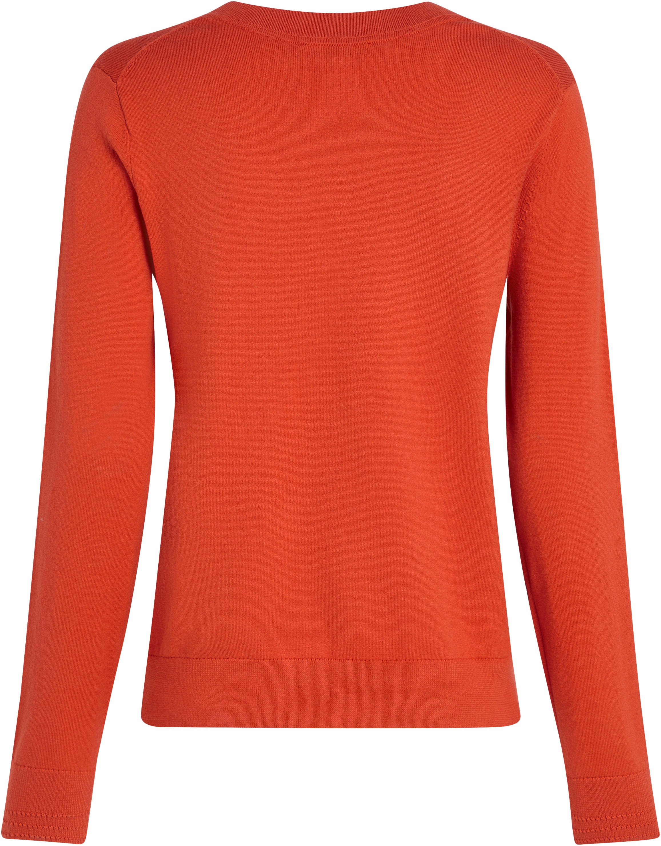 Tommy Hilfiger V-Ausschnitt-Pullover »CO JERSEY STITCH V-NK SWEATER mit V-Ausschnitt und Ripp«, unifarben, casual, regular fit, Baumwollmix, V-Ausschnitt