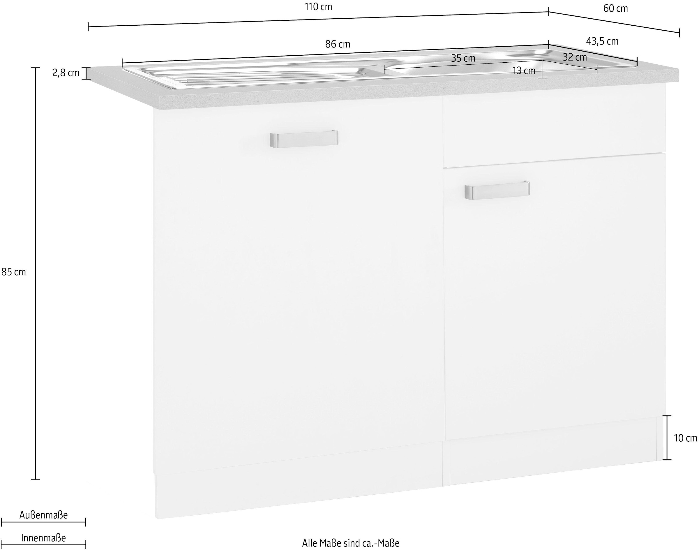 wiho Küchen Spülenschrank »Husum«, 110 cm breit, inkl. Tür/Sockel für  Geschirrspüler online bei OTTO