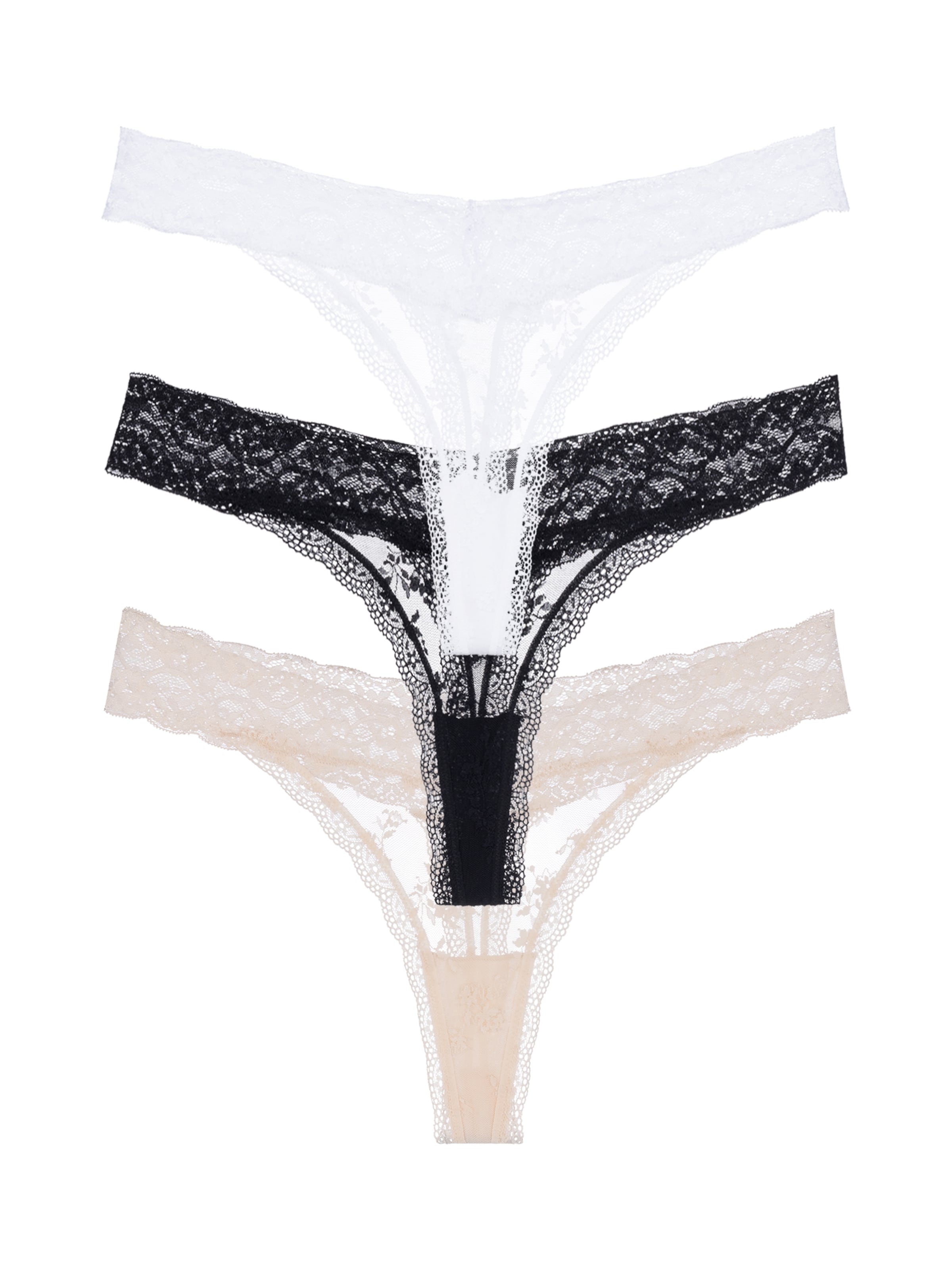 Dorina Tanga »Lana Essential Lace« 3er Pack,  leicht transparent, mit Spitze, bequem, weich