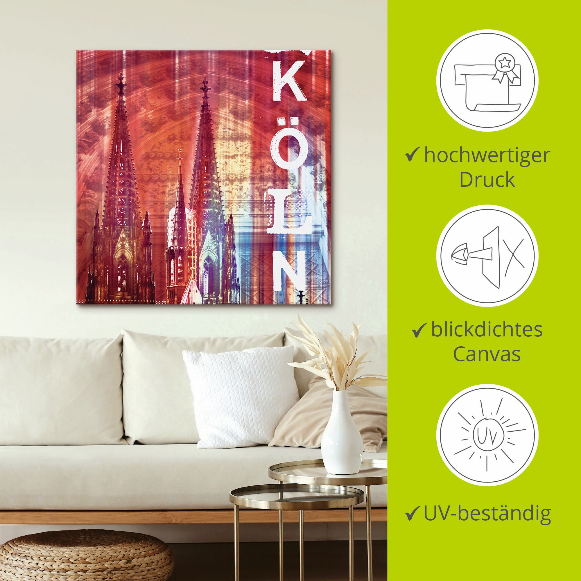Artland Leinwandbild »Köln Skyline Collage II«, Gebäude, (1 St.), auf Keilrahmen gespannt