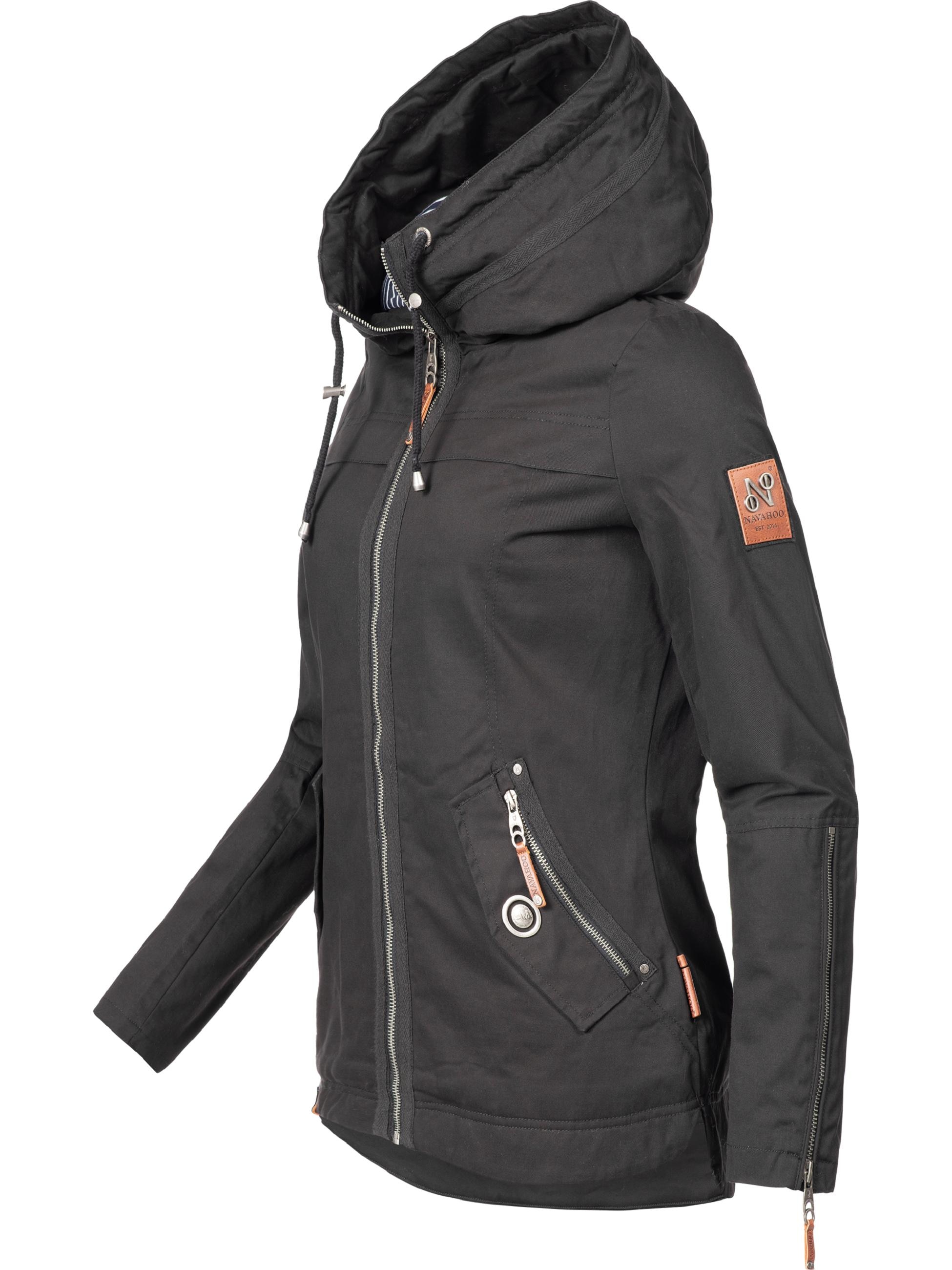 Navahoo Outdoorjacke »Übergangsjacke Wekoo«, mit Kapuze, moderner Damen Übergangsparka aus Baumwolle mit Kapuze