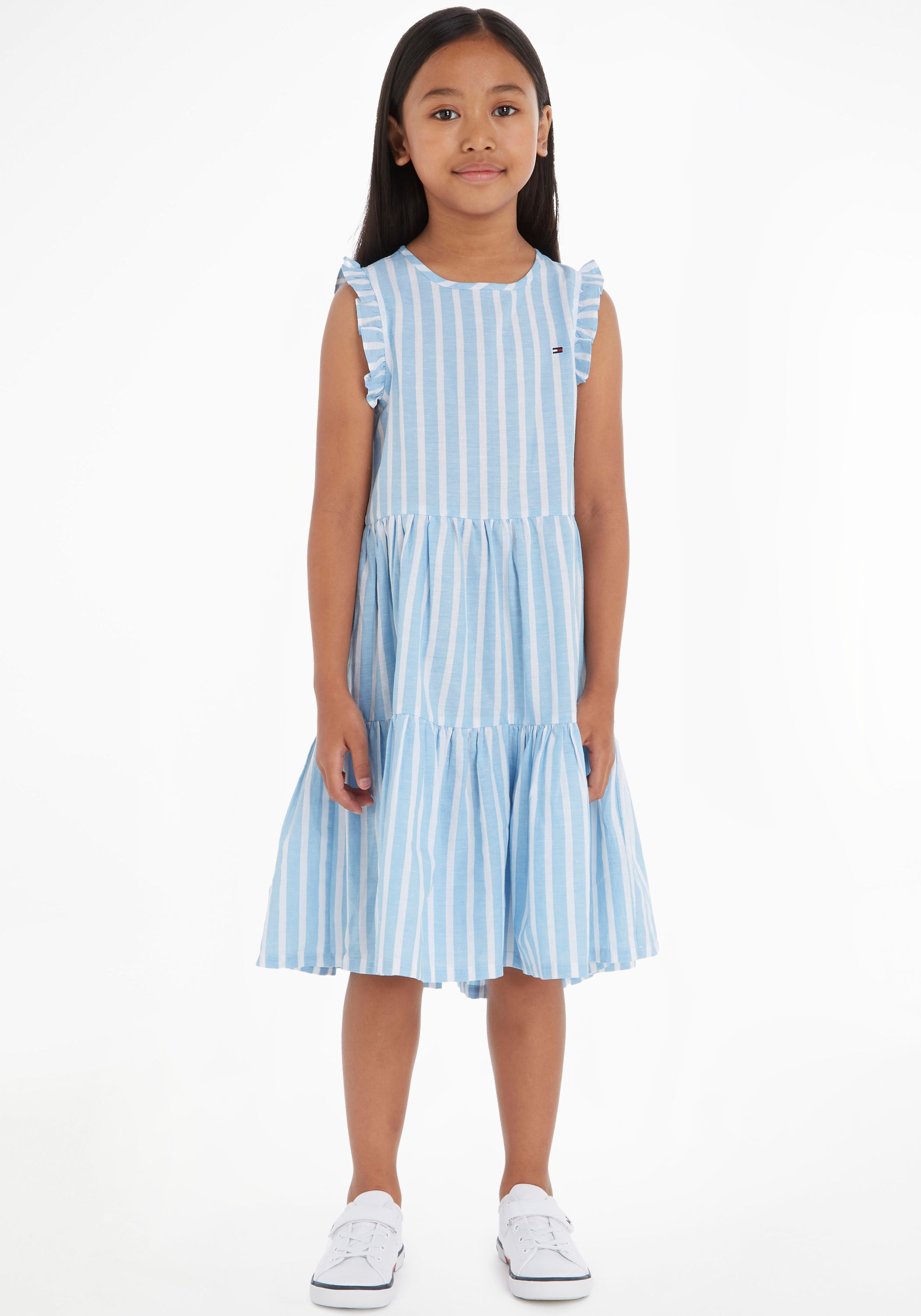 Tommy Hilfiger Minikleid »STRIPED HEMP RUFFLE DRESS SLVSS«, in Streifenoptik kaufen