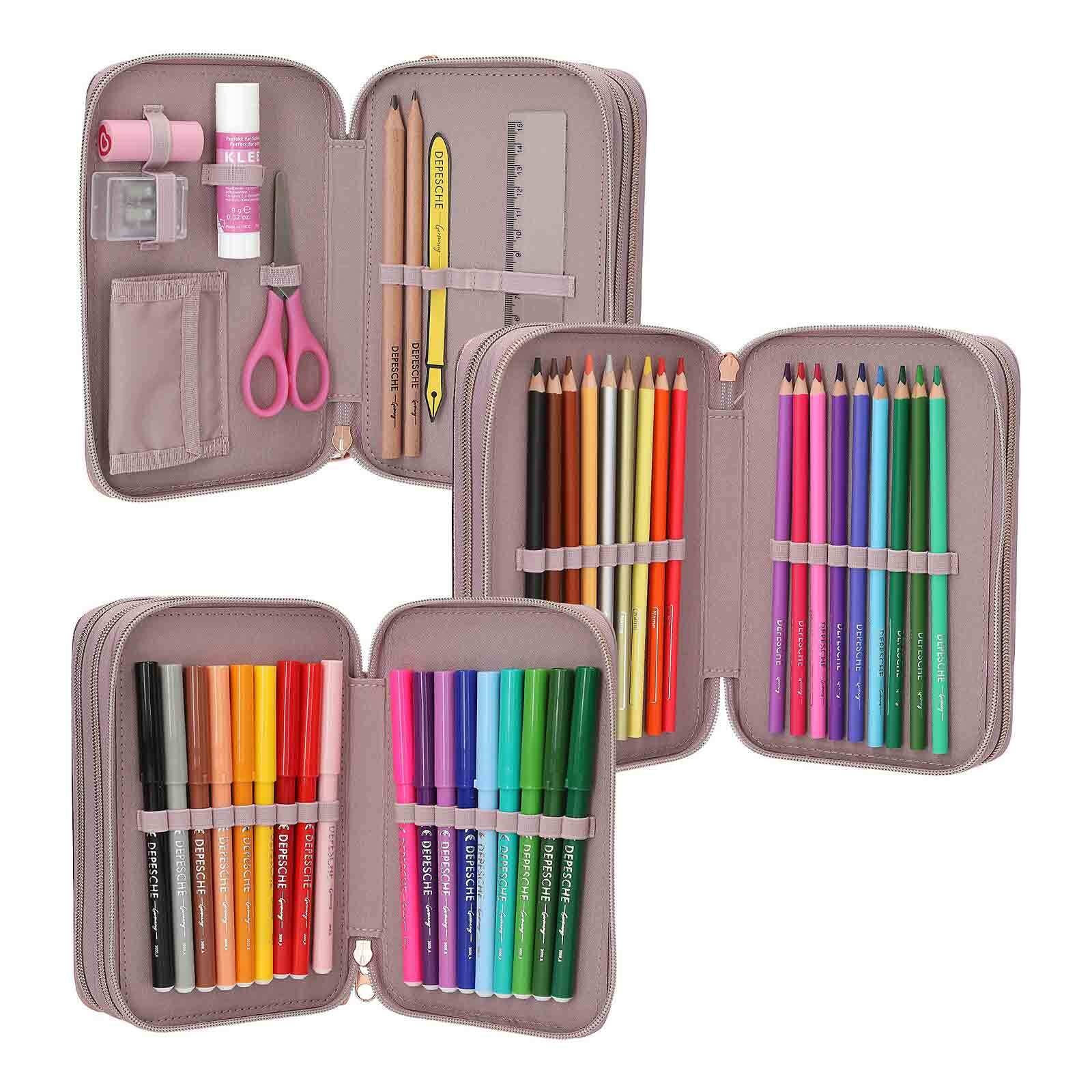 Depesche Buntstift »3-Fach Federtasche VIVA VIOLET inkl. Stifte TOPModel 7,5 x 13 x 20 cm lila«