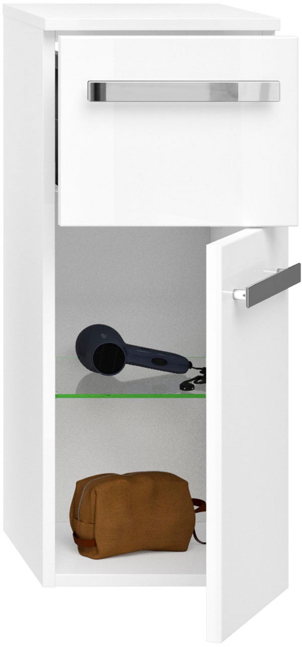 Saphir Badmöbel-Set »Serie 4005, vormontiert, Glaswaschbecken, Spiegelschrank«, (Set, 6 St.), Badezimmer-Set mit Unterschrank, Hängeschrank, Midischrank, Türdämpfer