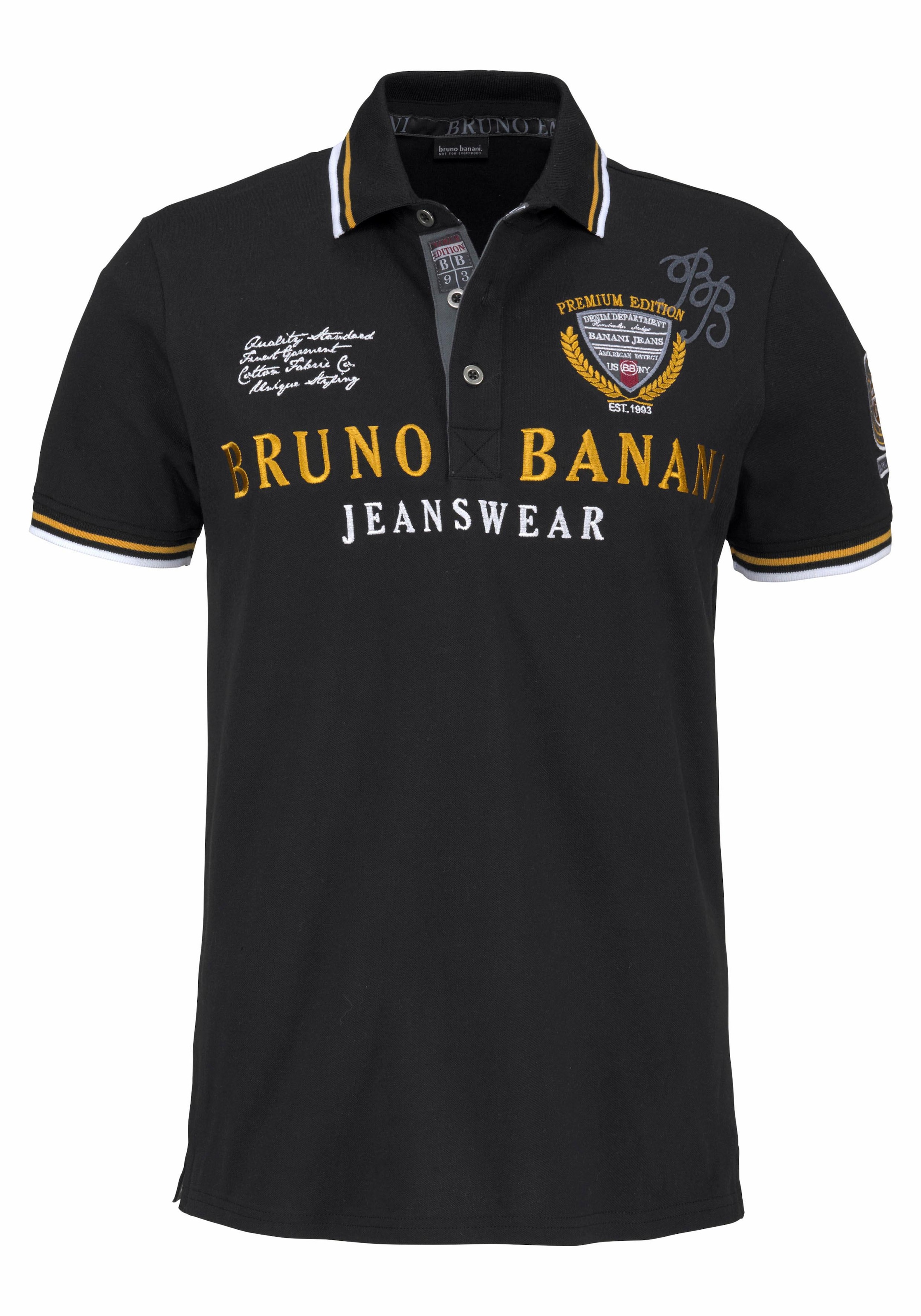 Bruno Banani Poloshirt, körpernahe Passform, mit Stickereien und Badges, Polokragen