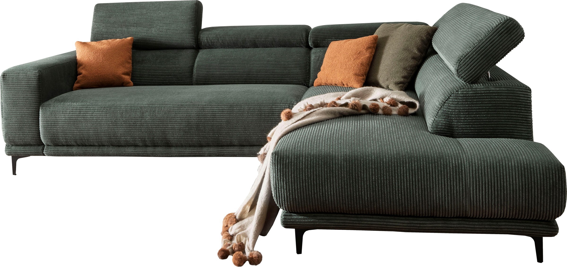alina Ecksofa »Hikari«, wahlweise mit Sitzvorzug, in modernem Cordstoff, Breite 276 cm
