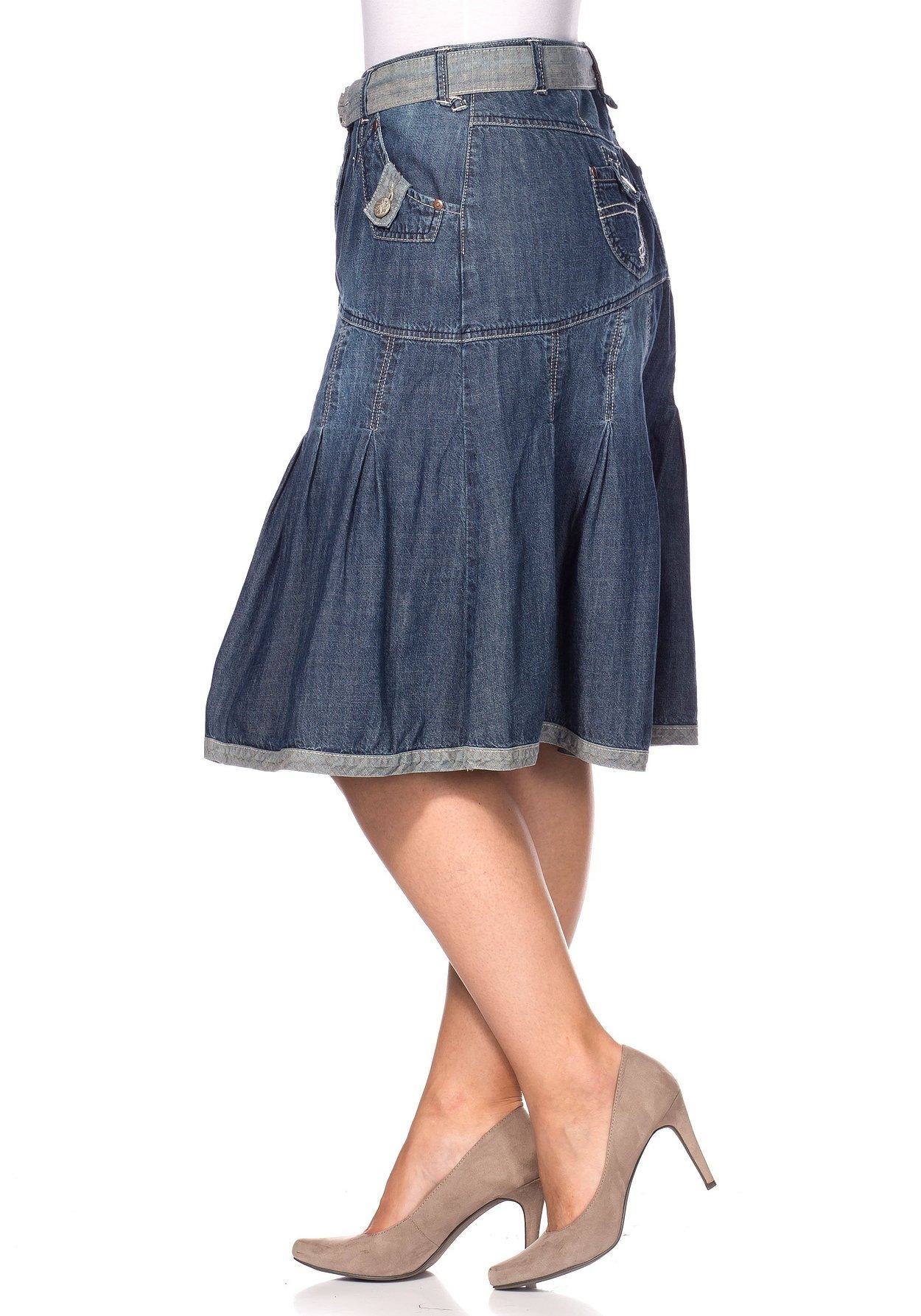 Sheego Jeansrock »Jeansrock Saumabschluss hell abgesetzt«