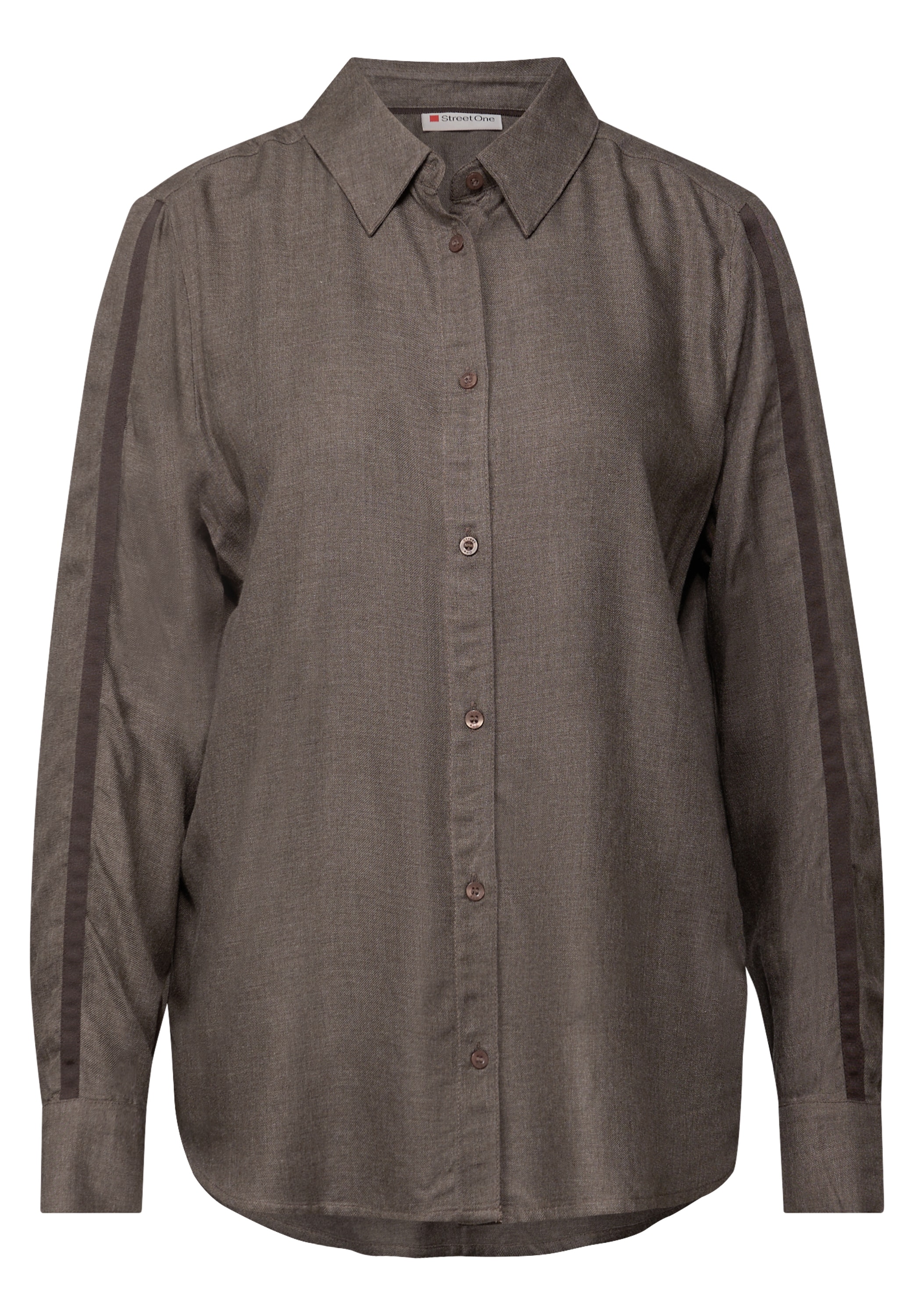 STREET ONE Langarmbluse mit Gallonstreifen und Knopfleiste