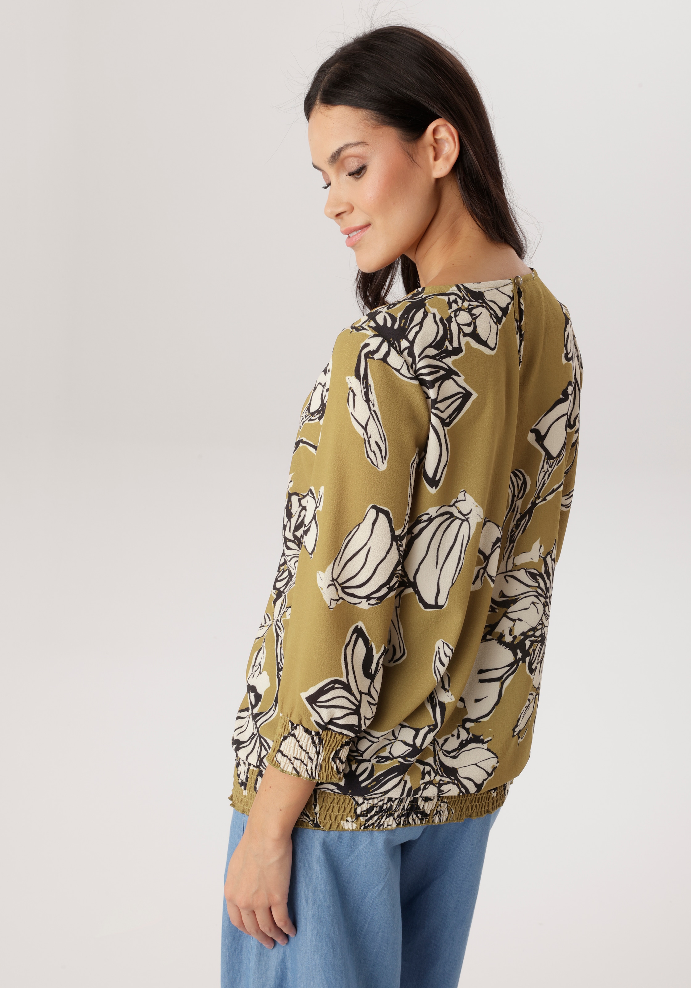 Aniston SELECTED Schlupfbluse mit Smokbündchen und Knopfverschluss hinten - NEUE KOLLEKTION