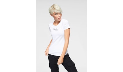 Pepe Jeans Rundhalsshirt »NEREA«, mit floralem Logo-Print und Stretch im  OTTO Online Shop