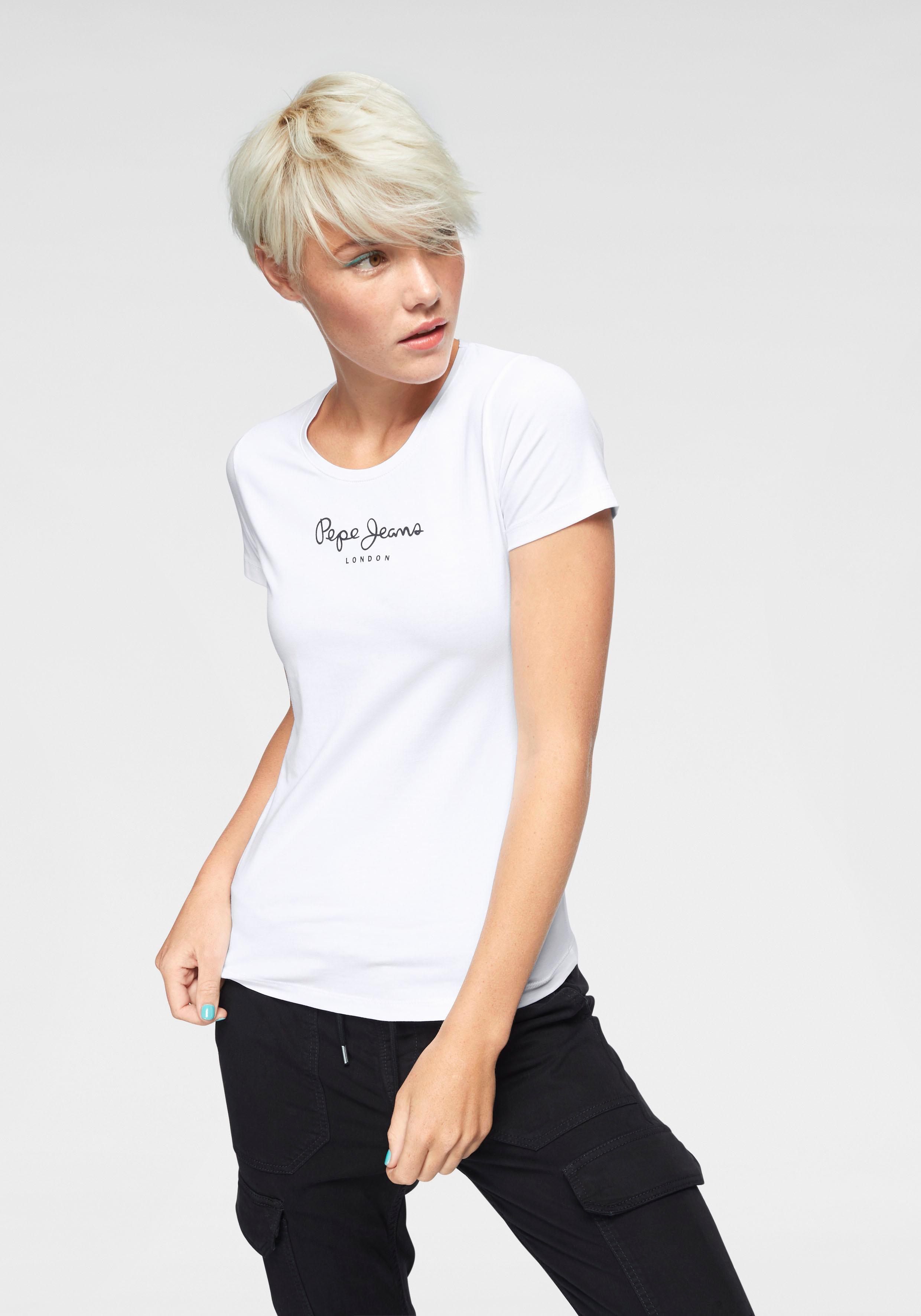 Pepe Jeans Rundhalsshirt »NEREA«, mit floralem Logo-Print und Stretch im  OTTO Online Shop