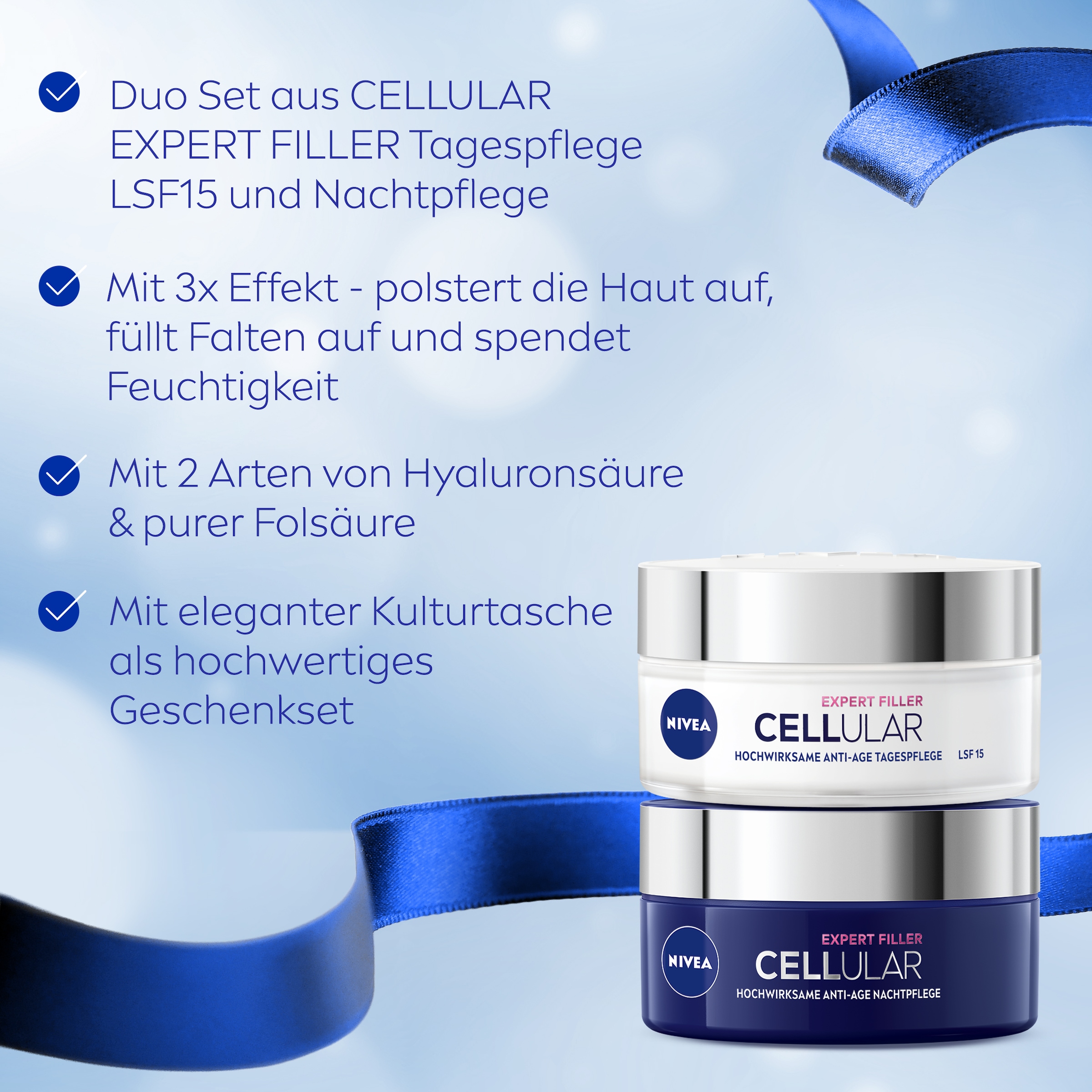 Nivea Gesichtspflege-Set »NIVEA CELLULAR Filler Duo Tagespflege LSF15 und Nachtpflege« Tages- und Nachtpflege