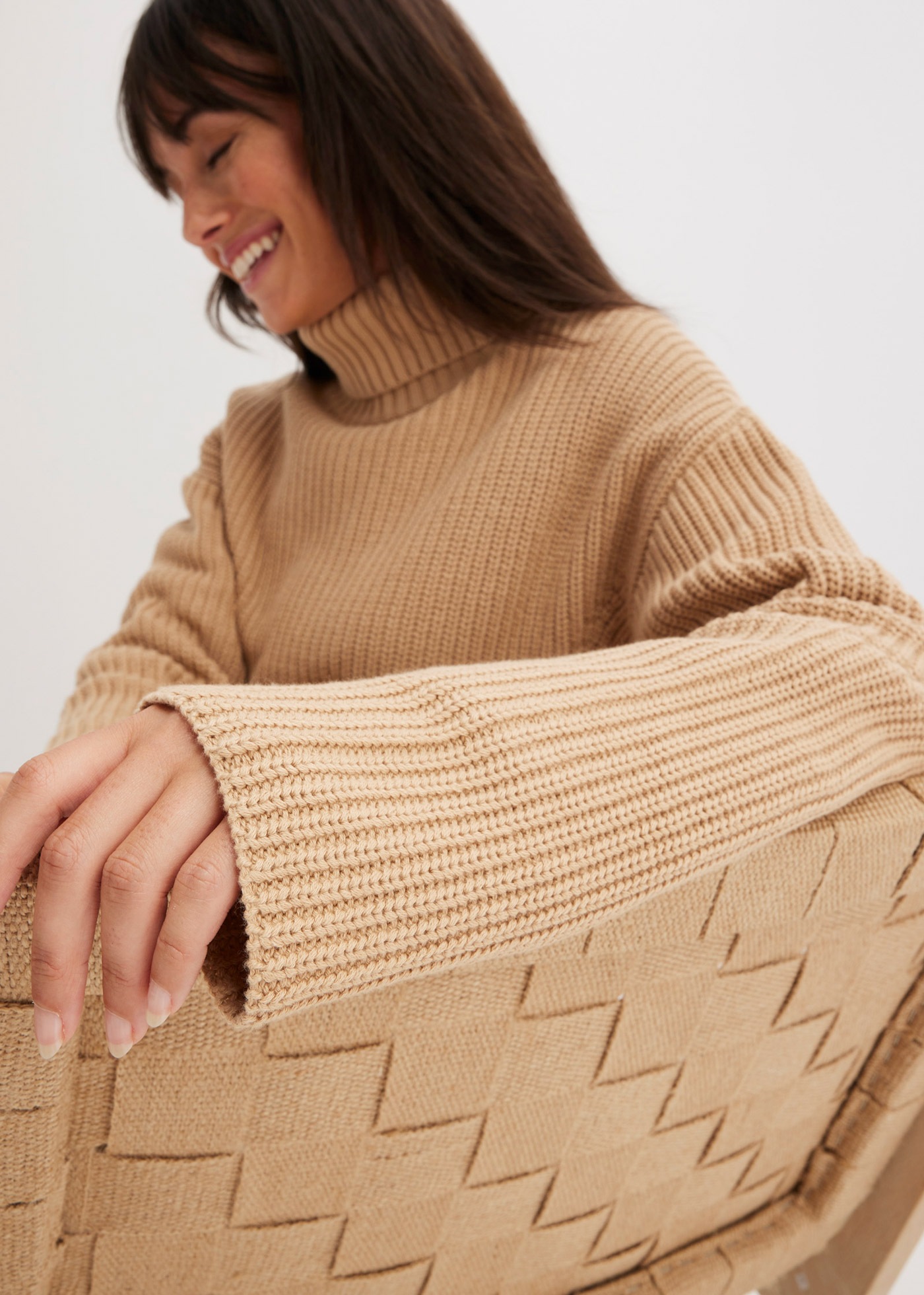 bonprix Rollkragenpullover »Rollkragenpullover aus reiner Baumwolle« aus reiner Baumwolle, mit Rollkragen, für kühle Tage