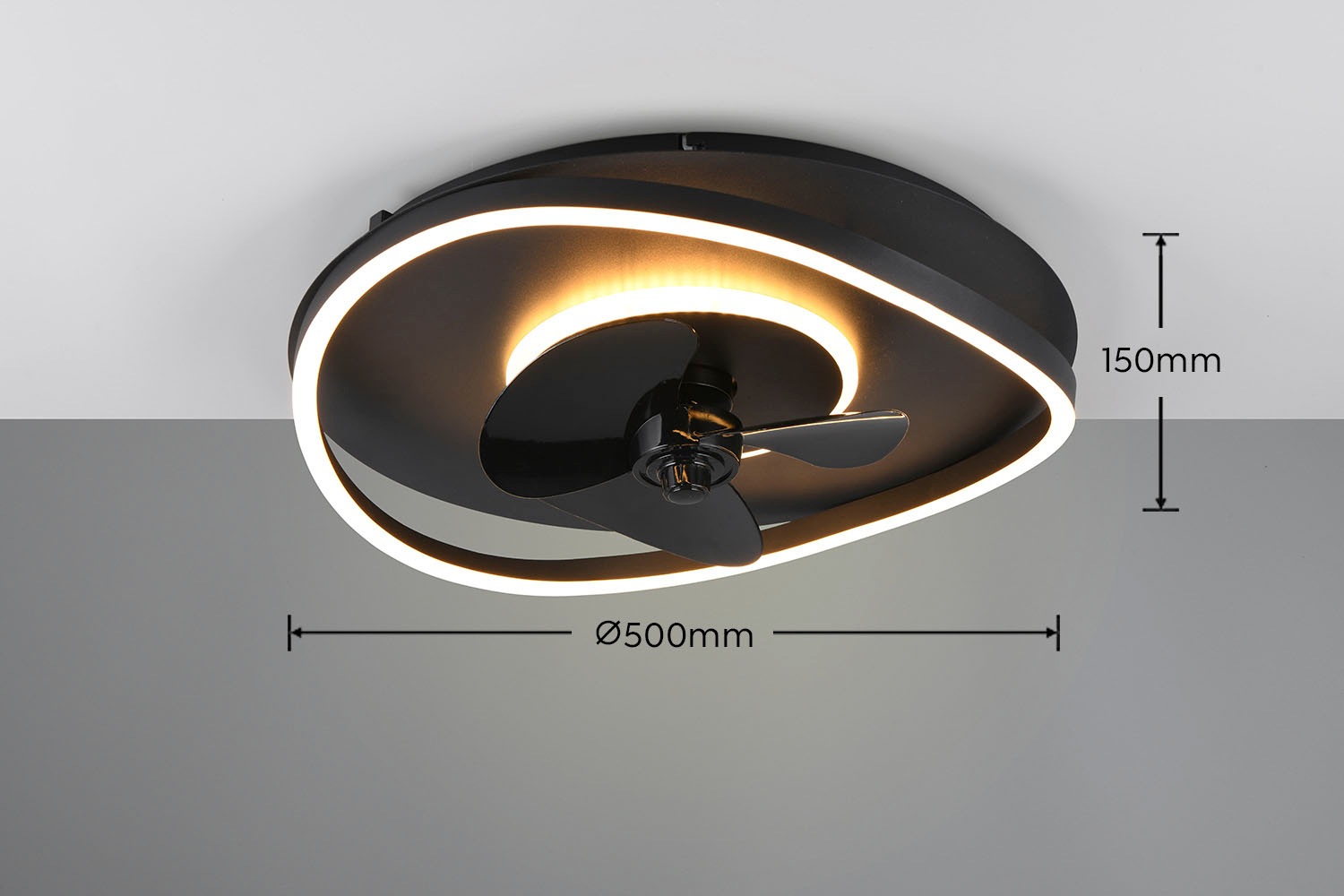 TRIO Leuchten LED Deckenleuchte »SORTLAND Deckenventilator mit Beleuchtung Fernbedienung 3 Stufen Timer«, 1 flammig-flammig, LED Ventilator dimmbar CCT Memory Nachtlicht Sommer- & Winterfunktion