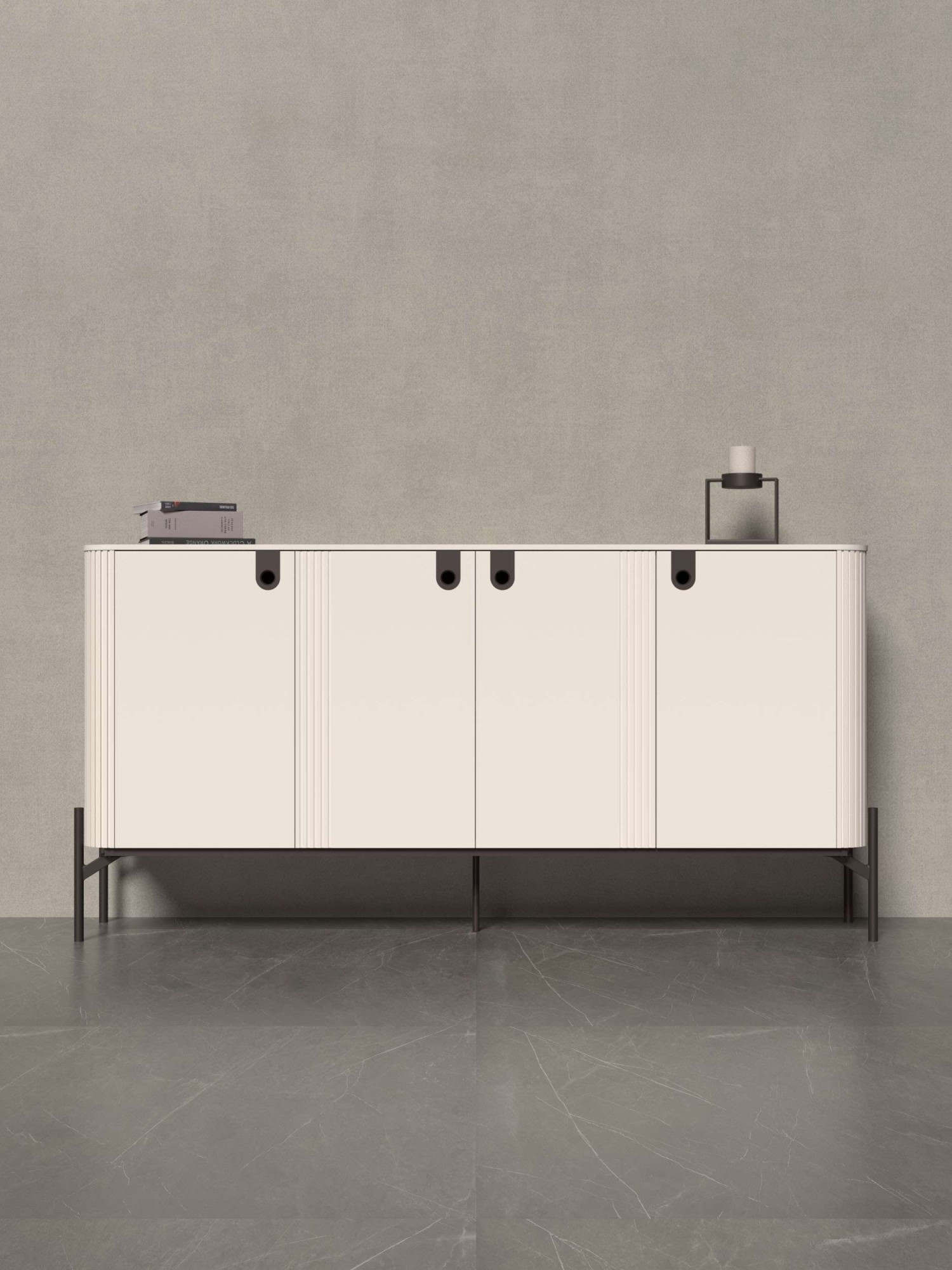 OTTO home Kommode »Rondo Sideboard, Schrank mit Metallfüßen und Metallgriffen« UV lackiert, Soft Close Funktion, Metallrahmen als Basis des Elements