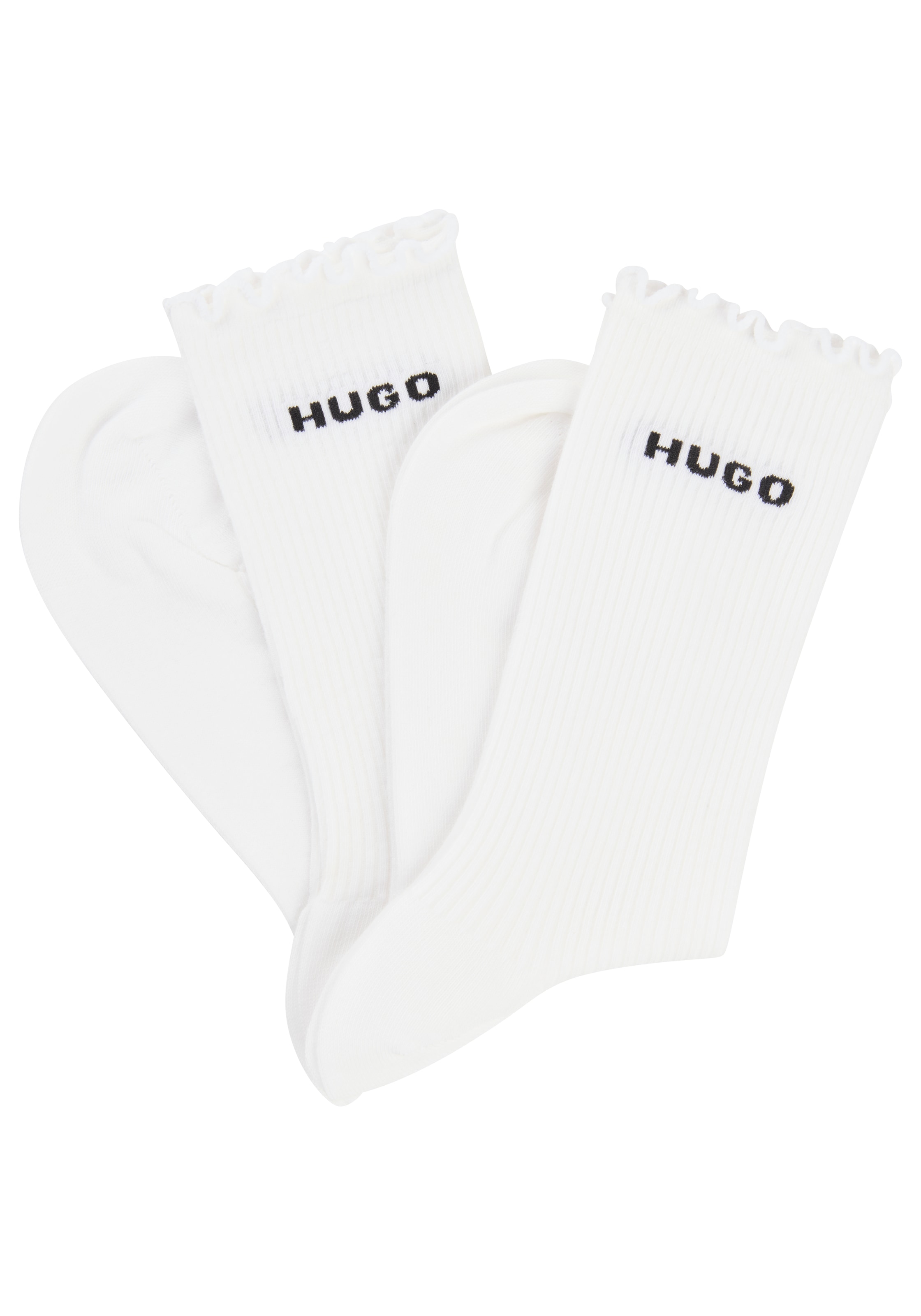 HUGO Underwear Basicsocken »2P RS LETTUCE CC W«, (2 Paar), Bund leicht gekräuselt