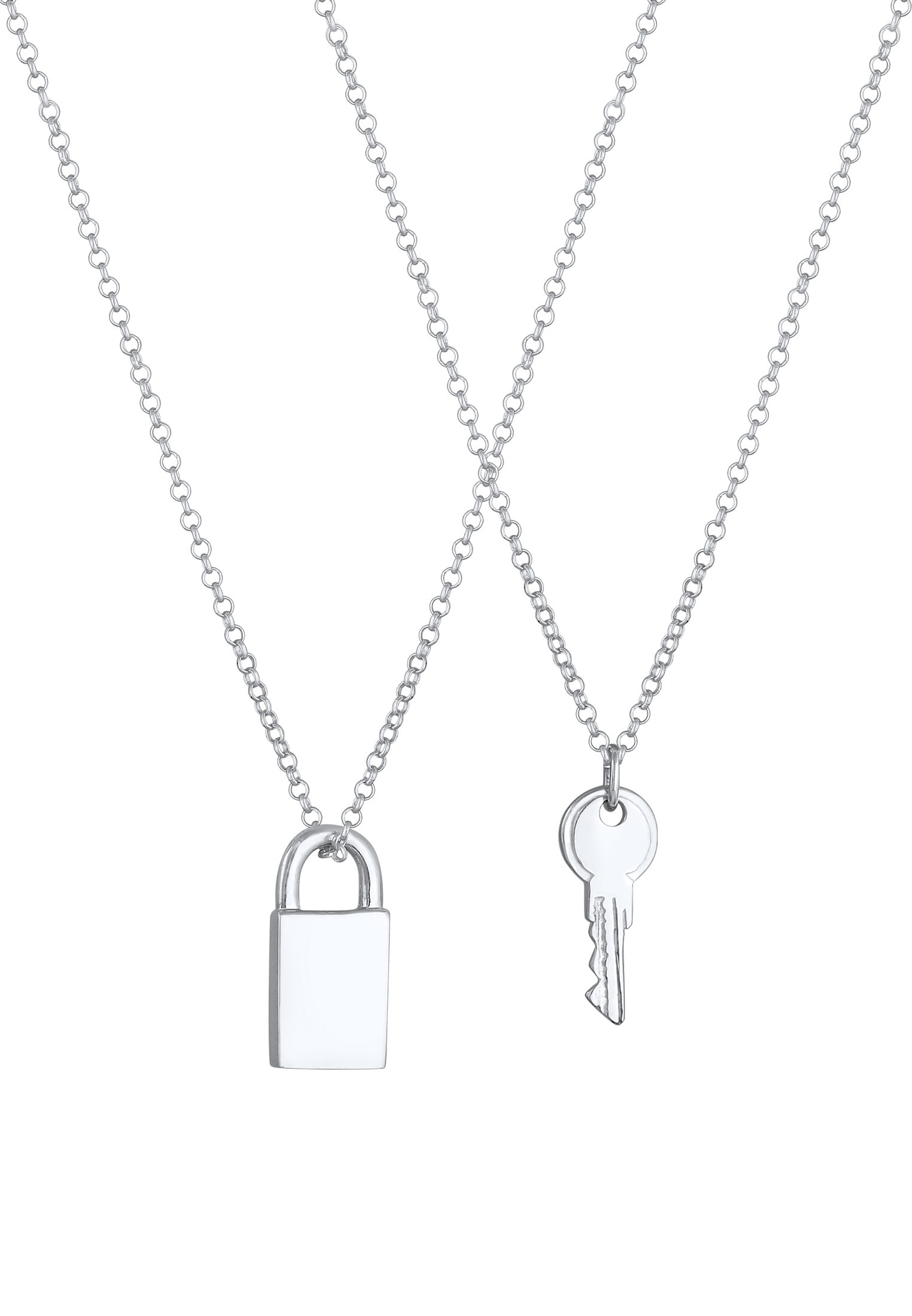 Elli Ketten-Set »Halskette Partnerkette Schloss Schlüssel Liebe 925er Silber«