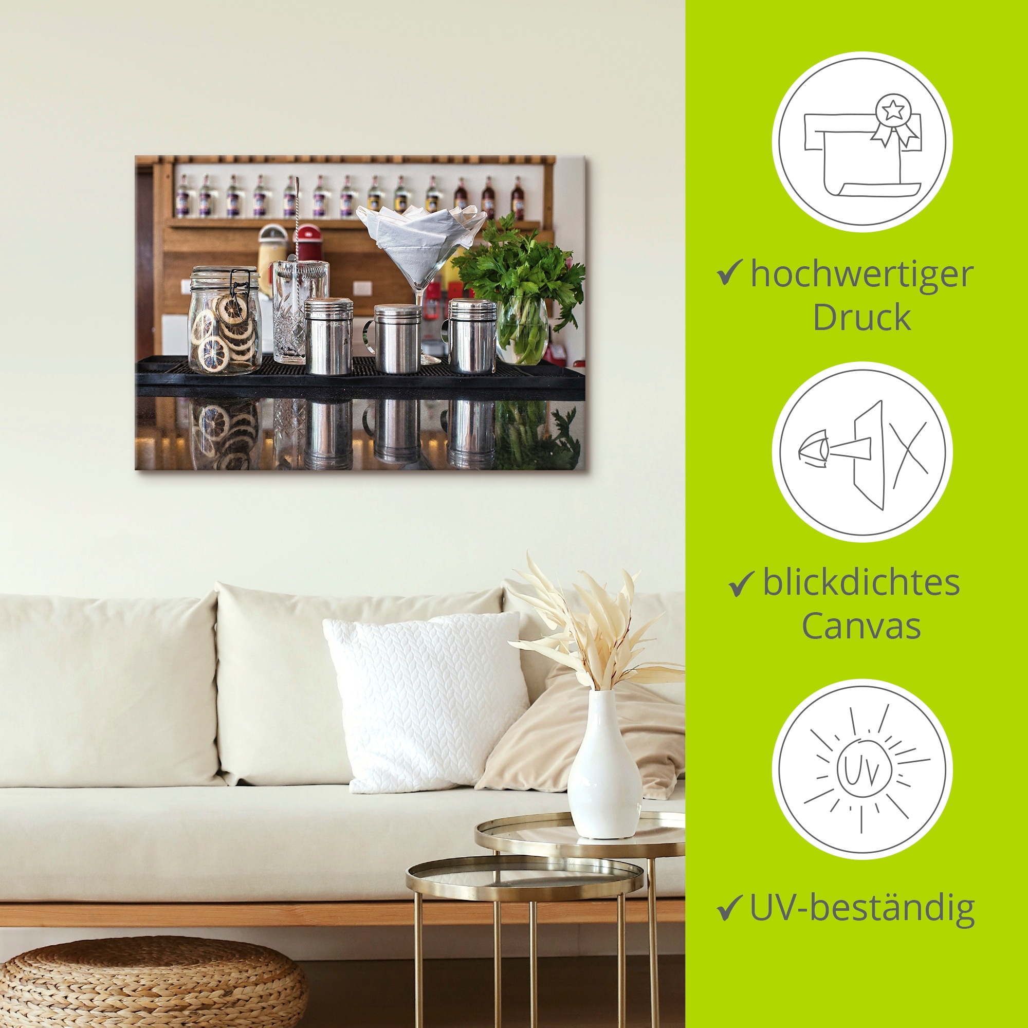 Artland Wandbild »Bartheke Cocktail Mixing«, Cocktail, (1 St.), als Leinwandbild, Poster in verschied. Größen