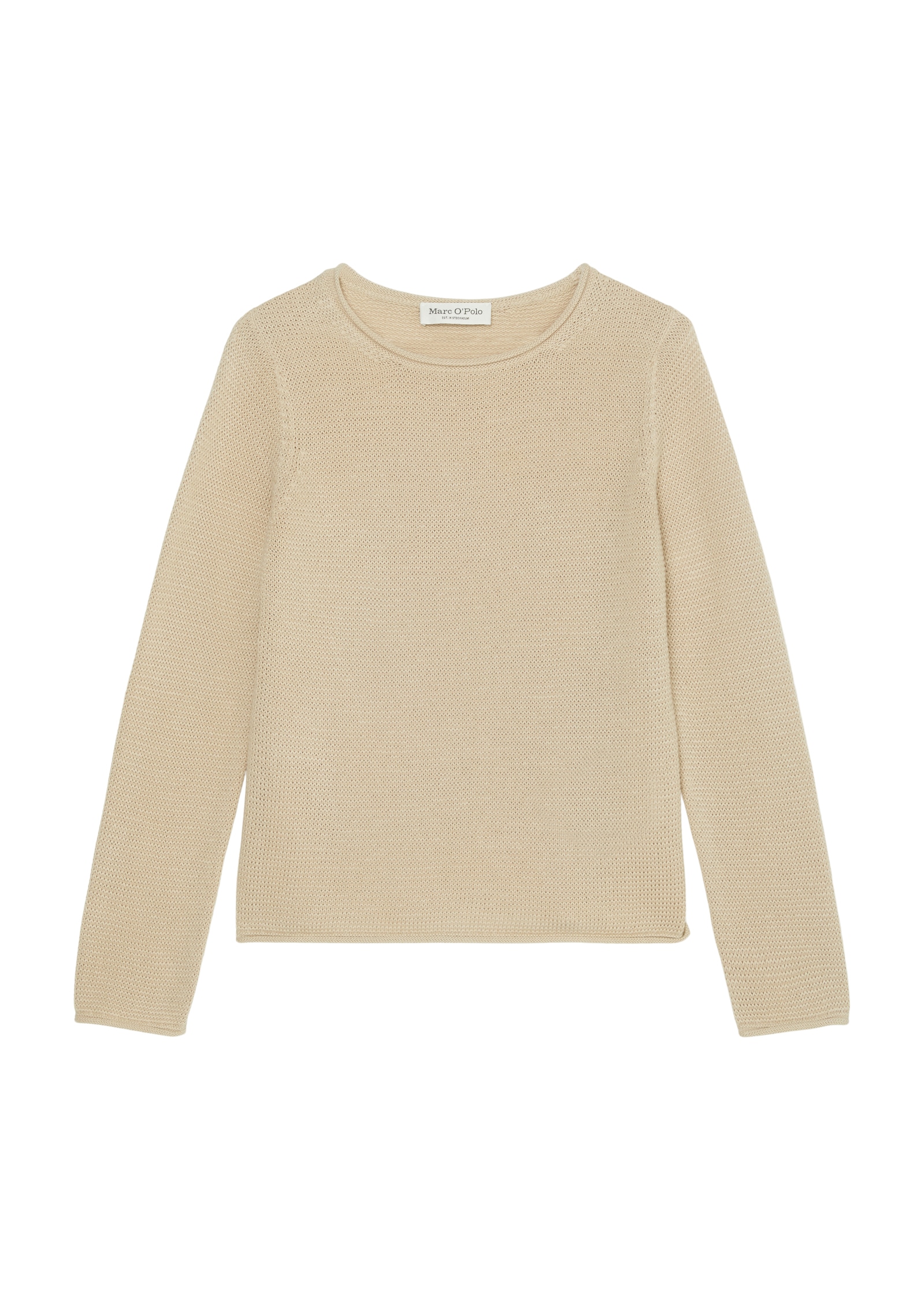 Marc O'polo Damen Rundhalspullover mit gerollten Kanten an Rundhalsausschnitt in braun, Größe L