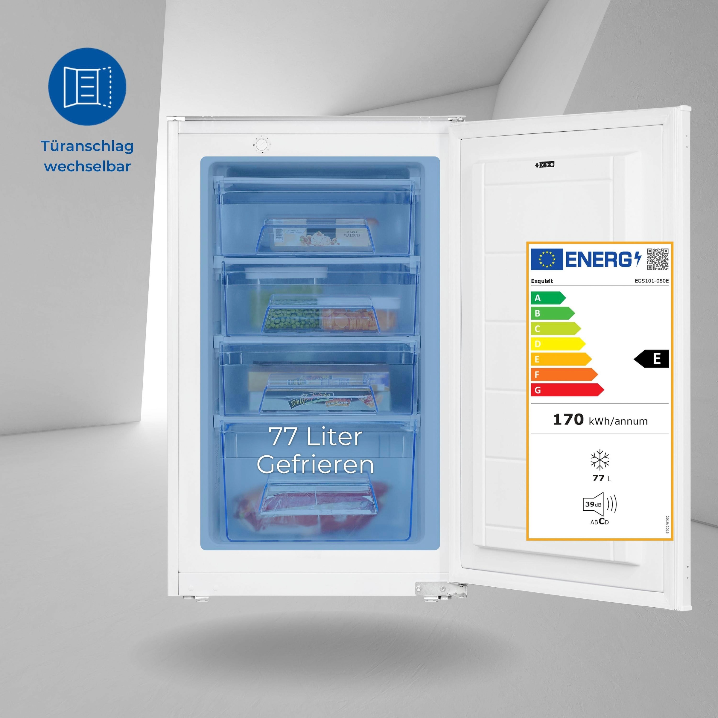 exquisit Einbaugefrierschrank »EGS101-080E«, 87,1 cm hoch, 54 cm breit