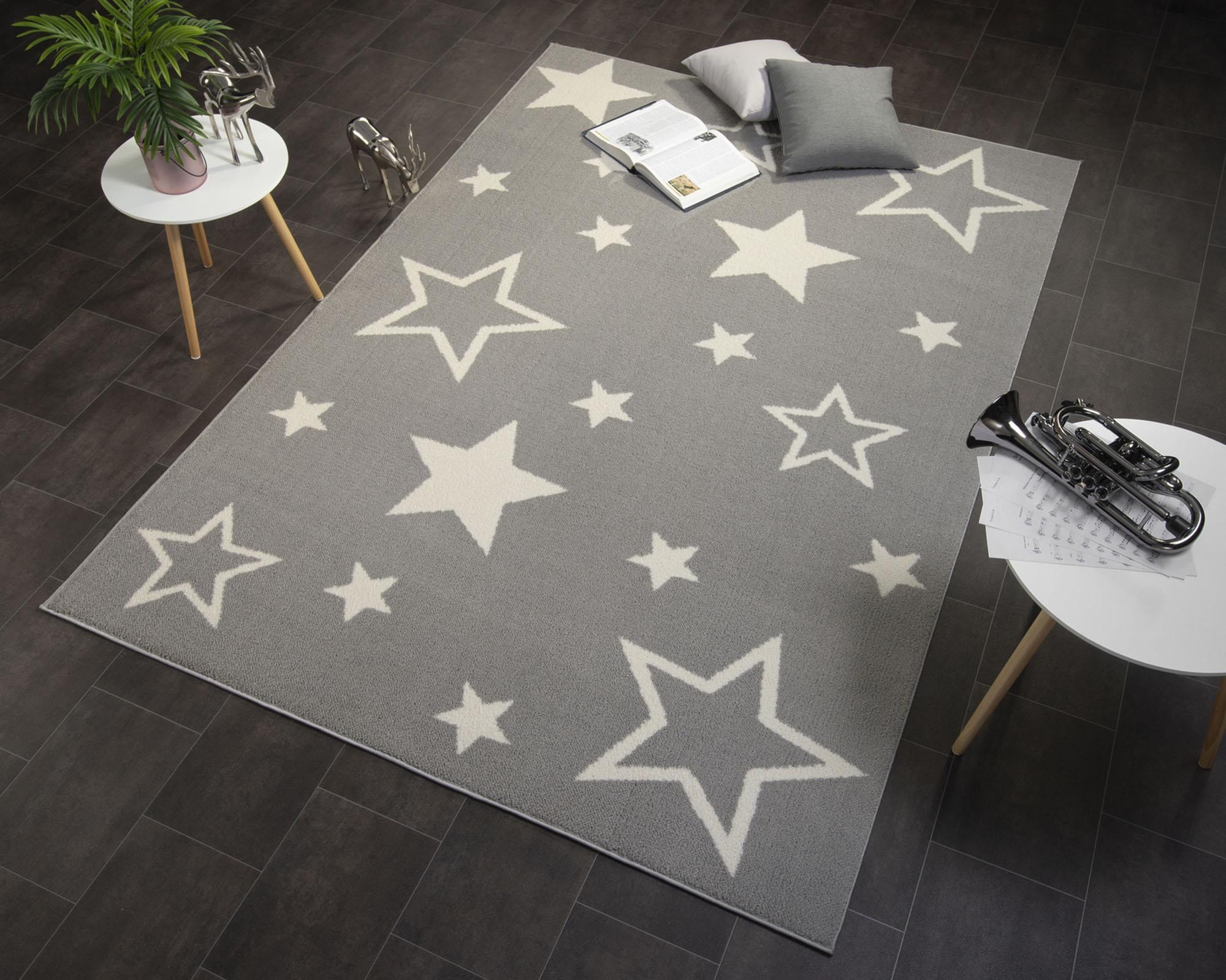 OCI DIE TEPPICHMARKE Teppich »Kiddy Star«, rechteckig, 11 mm Höhe, Sterne, Kurzflor