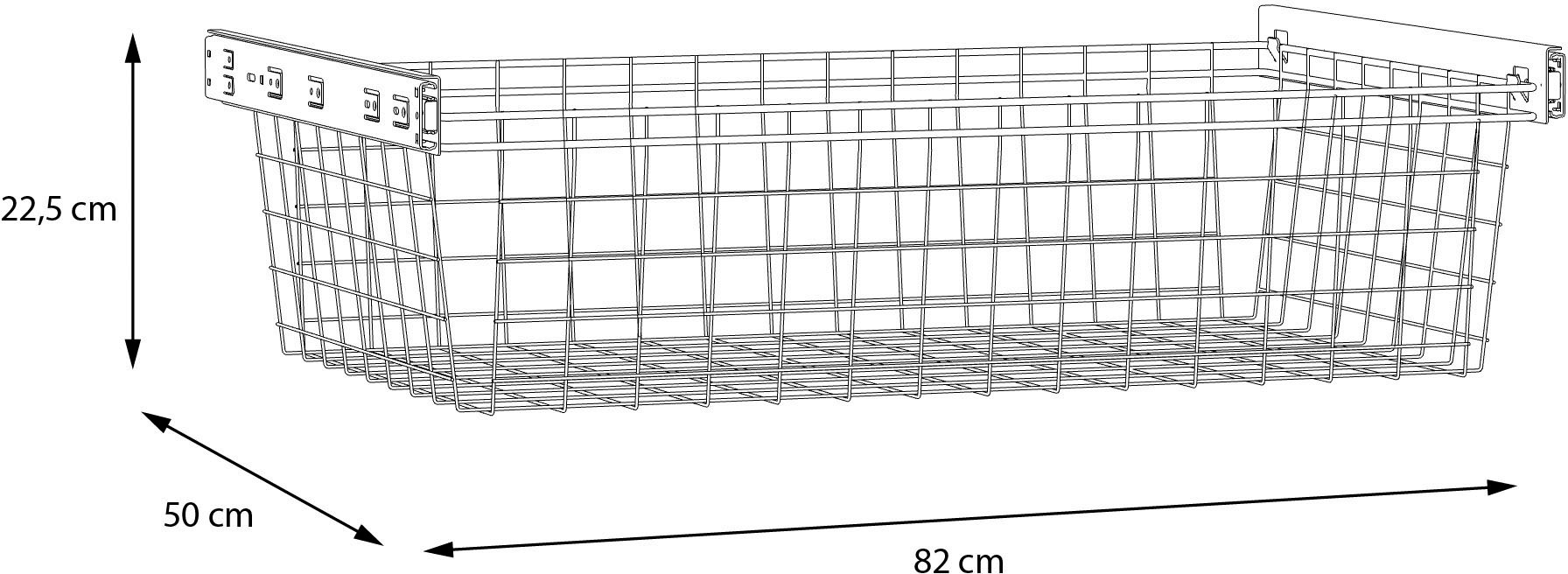 FORTE Innenschublade Wäschekorb, platzsparend, einfache Montage, Metall