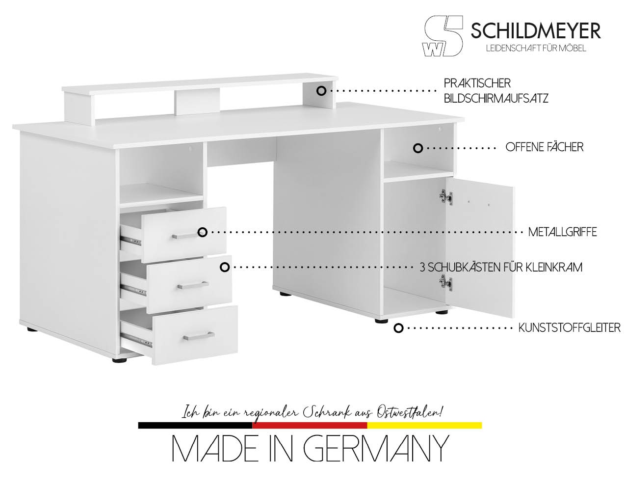 Schildmeyer Schreibtisch »Baku«, Breite 150 cm, Made in Germany