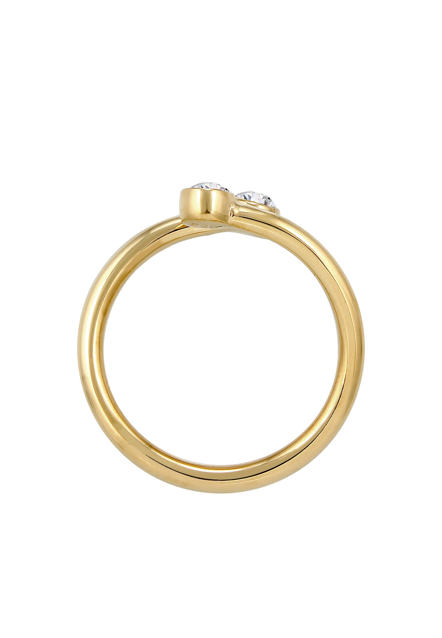 Elli Silberring »Ring Wickelring Glas Kristalle Weiß 925 Sterling Silber vergoldet«