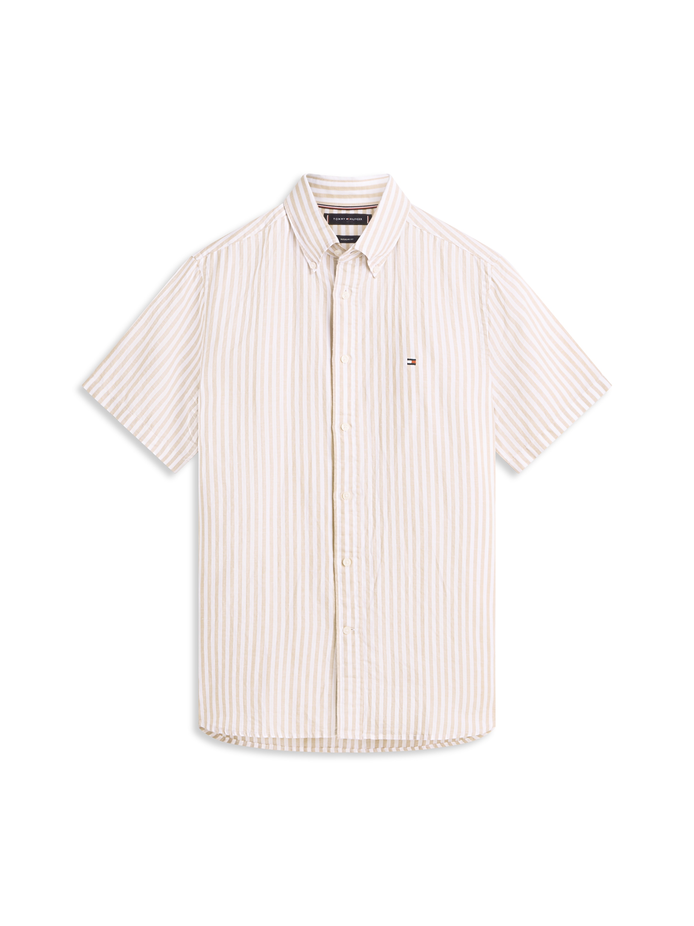 Tommy Hilfiger Kurzarmhemd »LINEN BLEND BENGAL STRIPE« regular fit, gestreift, Button-down-Kragen