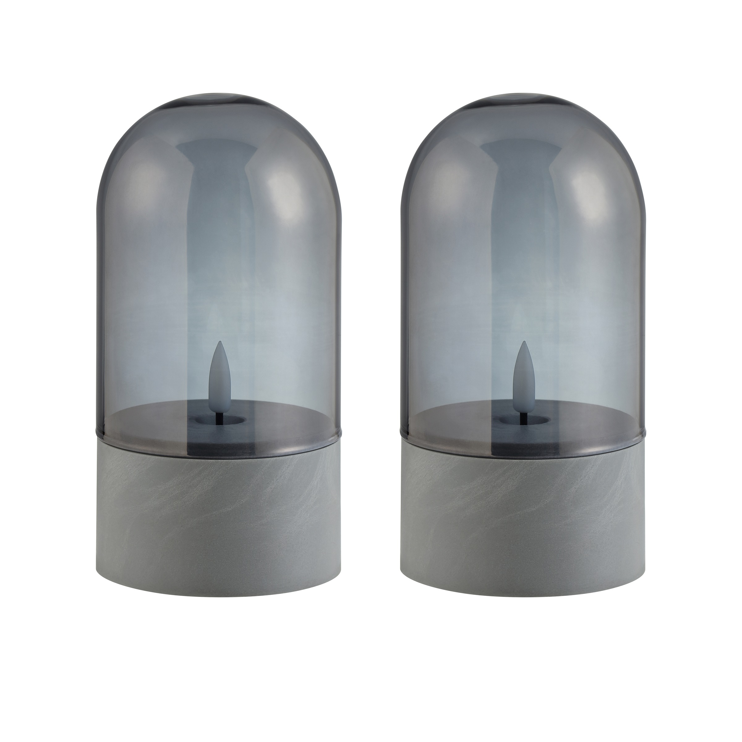 Brilliant LED Tischleuchte »Illusion« LED-Modul 2 Stk. LED-Kerzen Tischleuchten 2er-Set, 16x8 cm, Rauchglas, 2500 K, grau