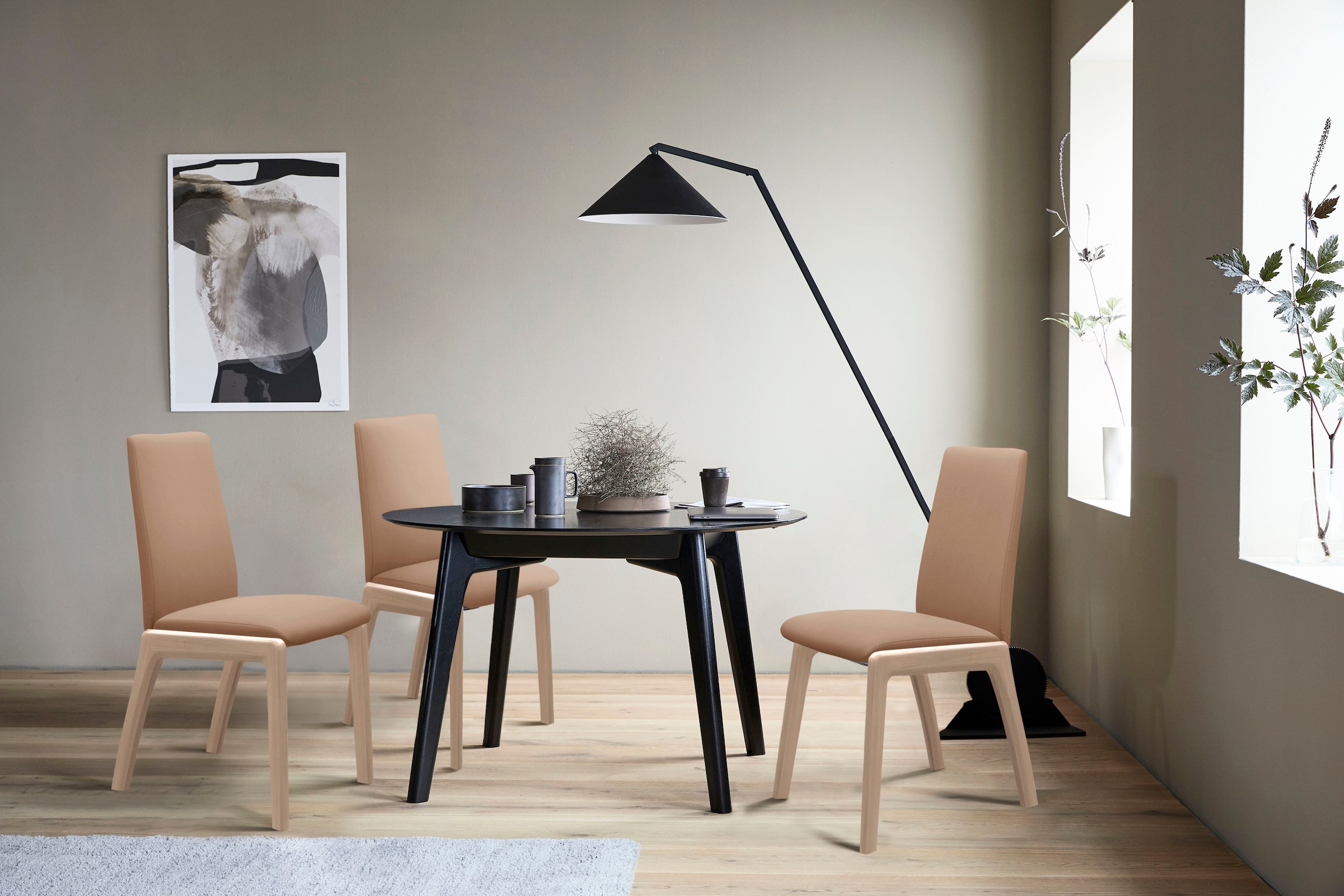 Stressless® Polsterstuhl »Laurel«, Microfaser DINAMICA, Low Back, Größe M, mit abgerundeten Beinen in Eiche gekalkt