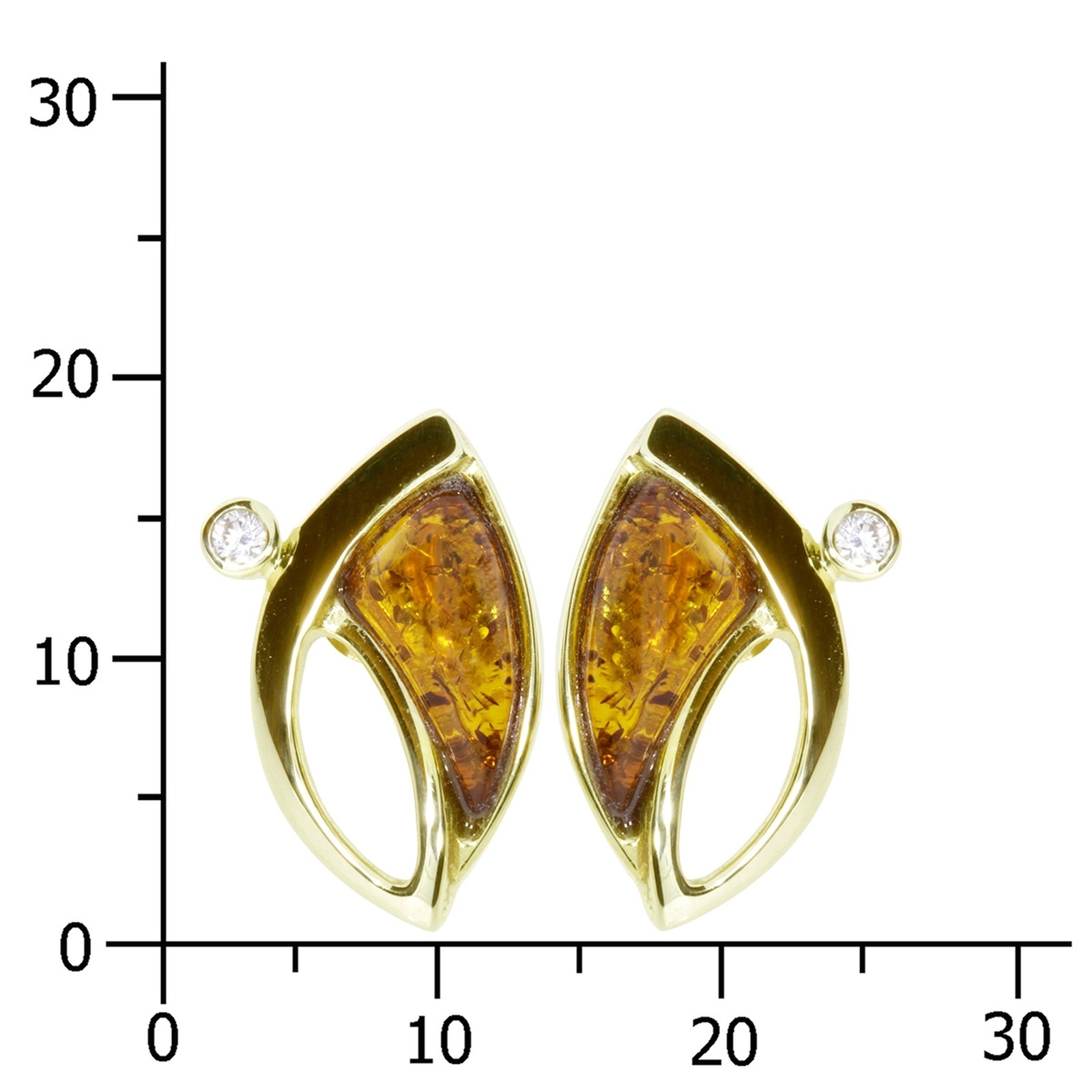 OSTSEE-SCHMUCK Paar Ohrstecker »- Antonia - Gold 333/000 - Bernstein/Zirk.«