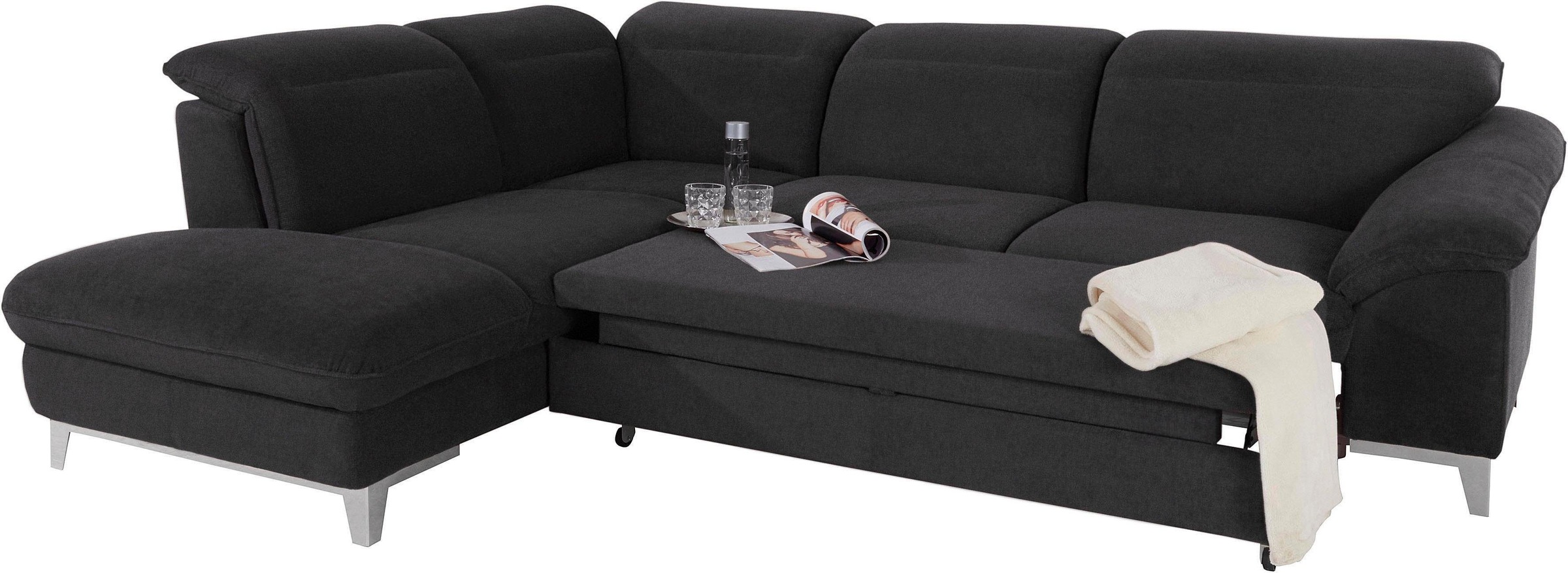 COTTA Polstergarnitur »Teresa L-Form«, (Set), Set bestehend aus: Ecksofa mit Kopfteilverstellung & Hocker