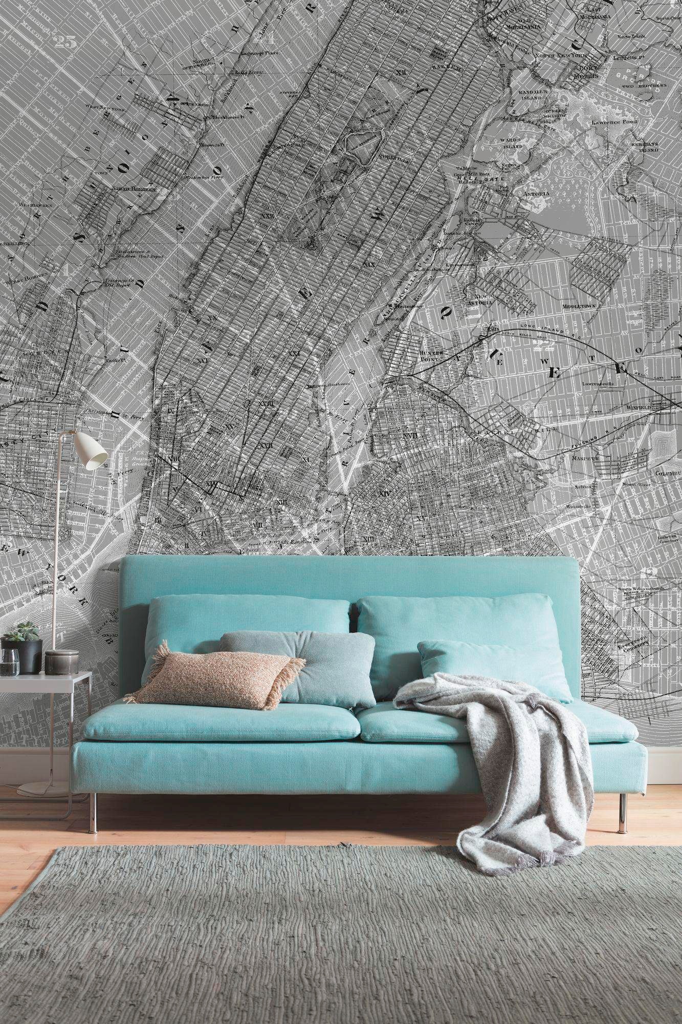 Komar Vliestapete »Digitaldruck Vlies -  NYC Map - Größe 200 x 250 cm« bedruckt glatt Wohnzimmer, Schlafzimmer