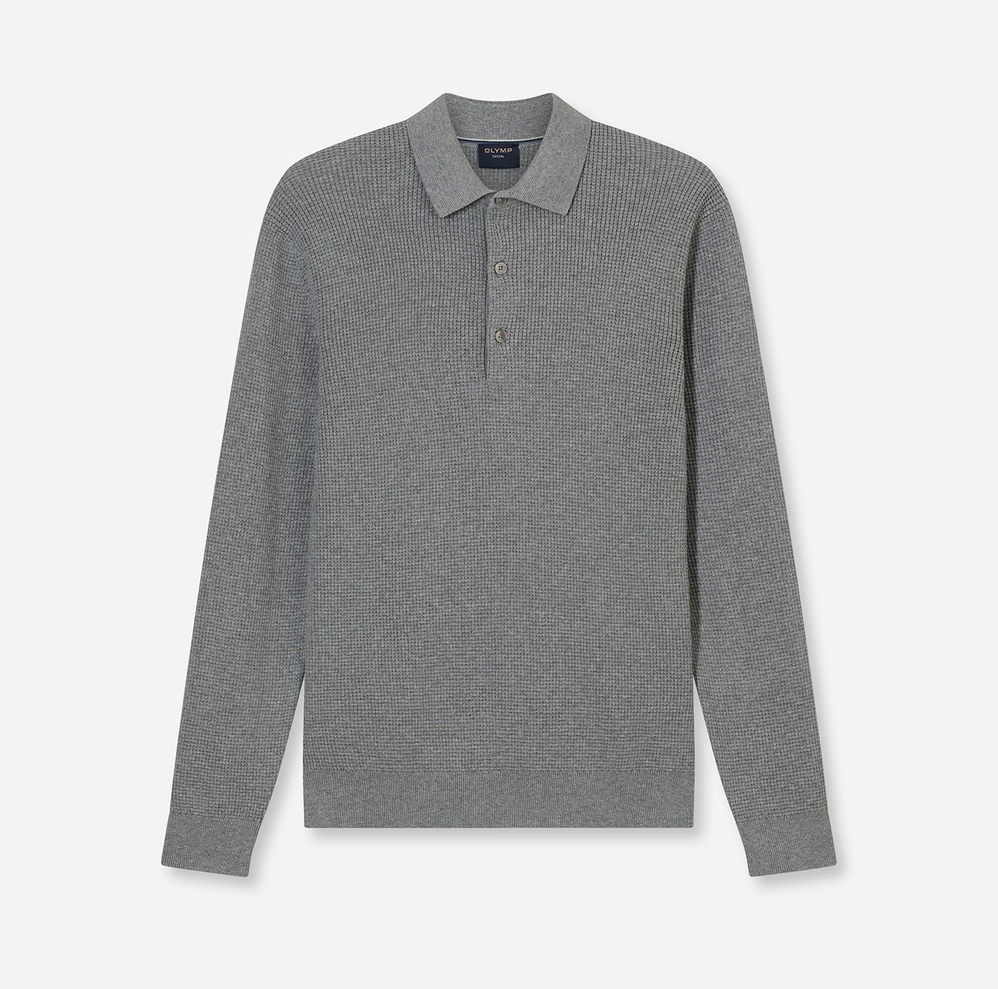 OLYMP Polokragenpullover »Waffle Structure Pullover« strukturiert, unifarben, regular fit, Strick