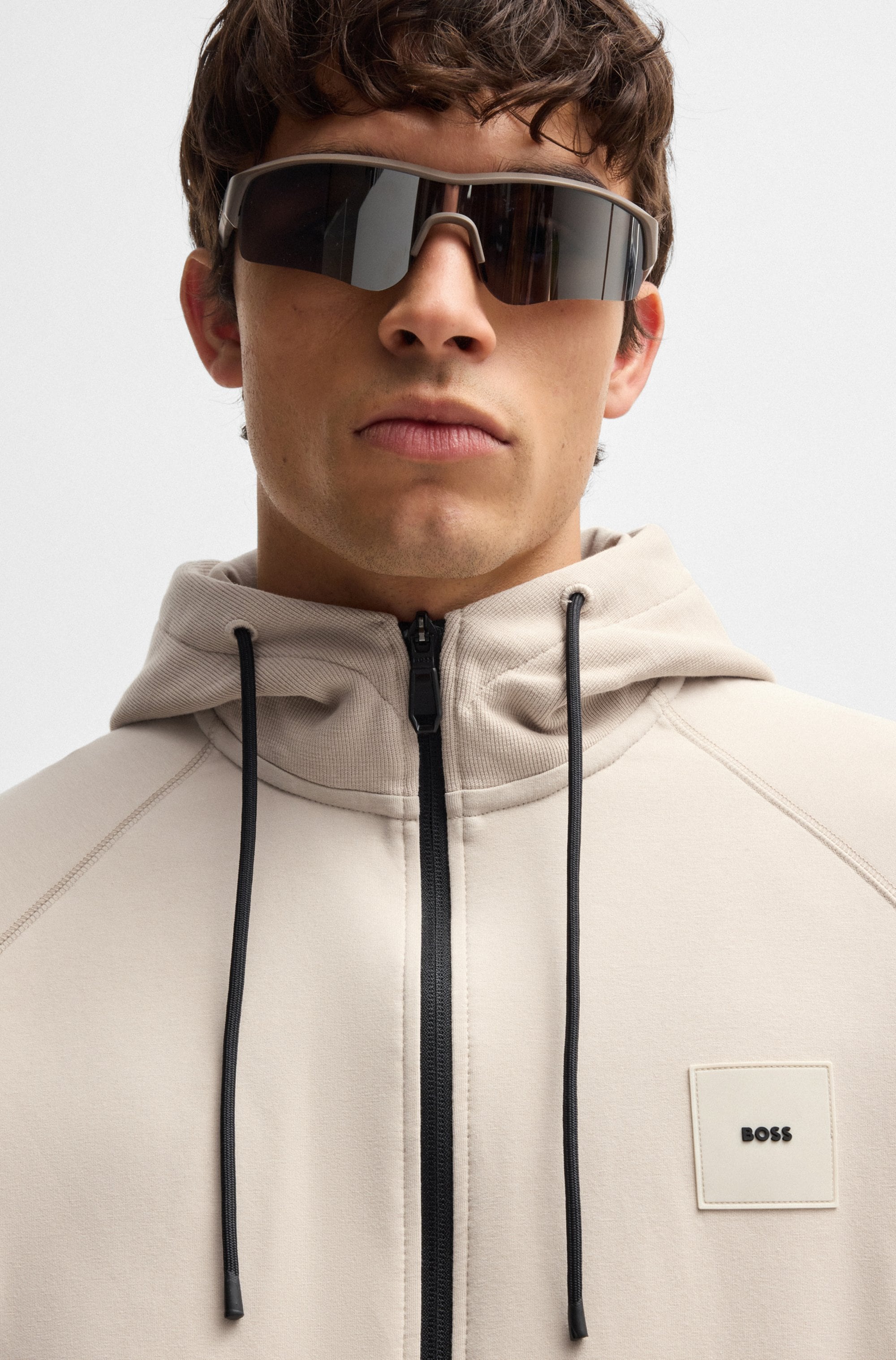 BOSS GREEN Sweatjacke »Saggy Rib«, mit tonigen Einsätzen