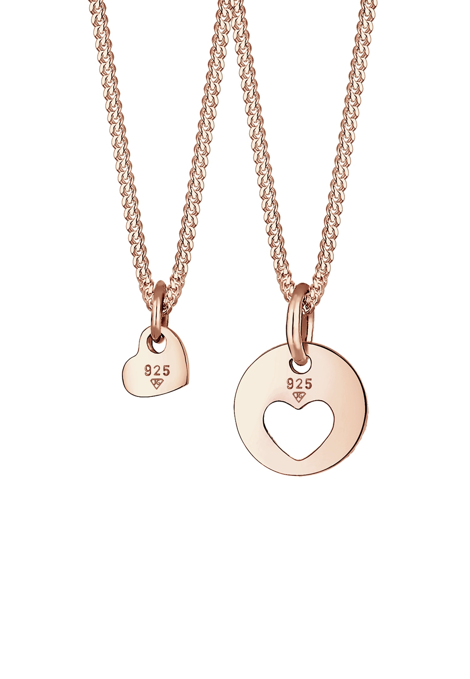 Elli Ketten-Set »Halskette Herz Mutter Kind Cut Out Münze 925 Silber«