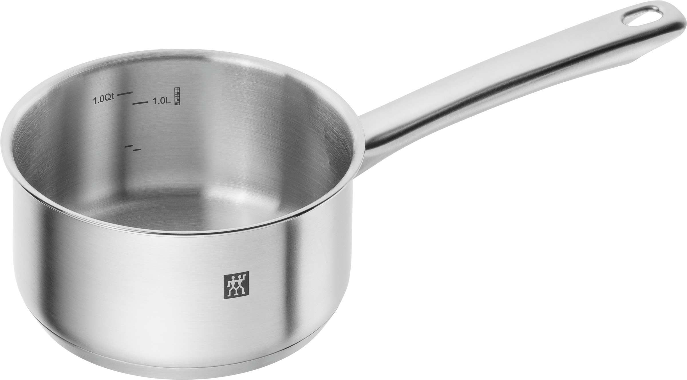 Zwilling Topf-Set »Flow/Twin Grip«, Edelstahl 18/10, (Set, 9 tlg., 1x Stieltopf 16 cm, 1x Bratentopf 20 cm, je 1 Kochtopf 16/20/24 cm), Glasdeckel, Sandwichboden, inkl. 6-tlg. Messer-Set