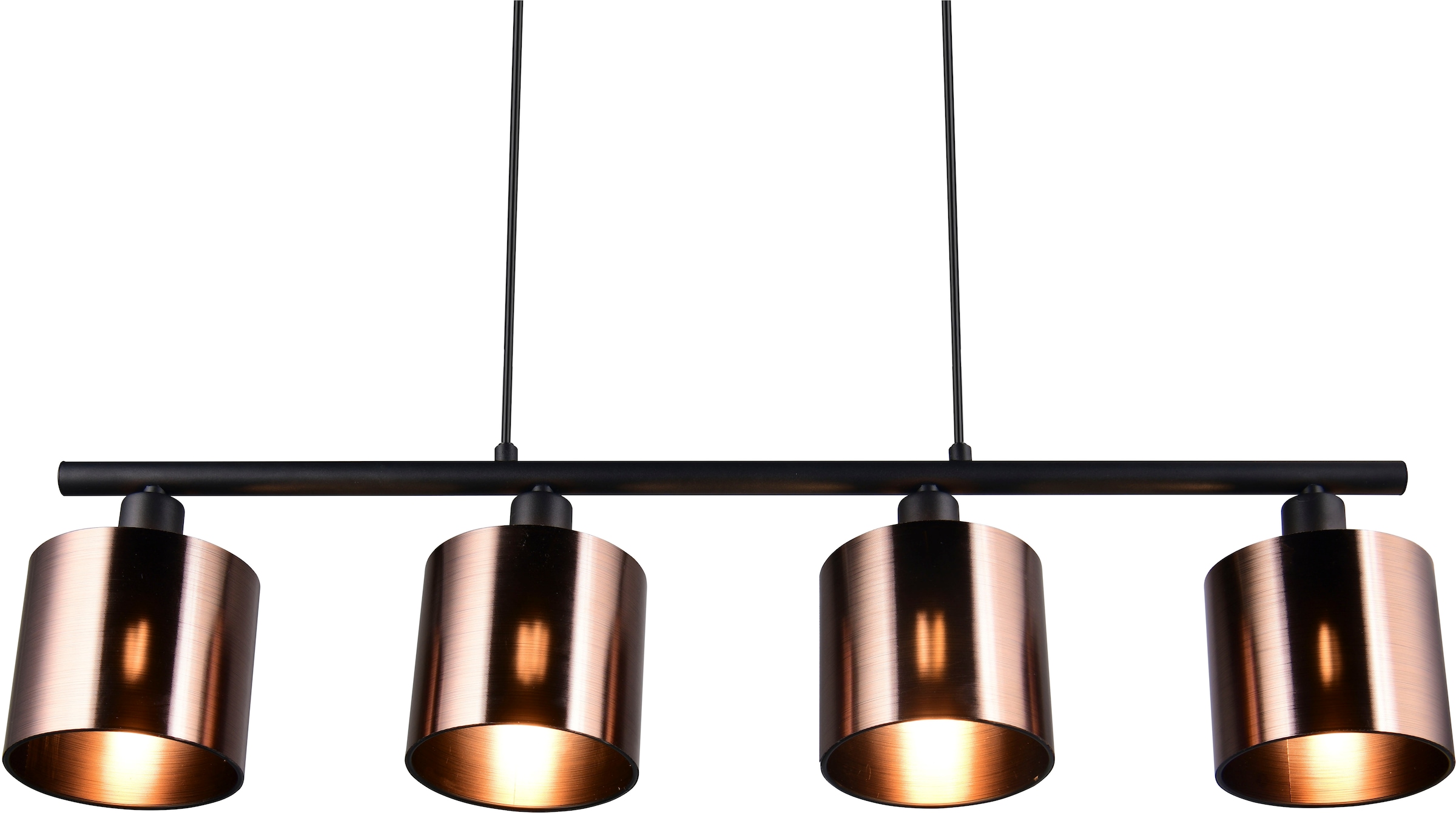 REALITY Leuchten Pendelleuchte »JASON, Hängelampe Esszimmerlampe,  4-flammig, exkl. 4xE14 max 10W« E14 1 Stk. warmweiß - kaltweiß höhenverstellbar max 150cm, mit semi-transparenten Kunststoff-Schirmen